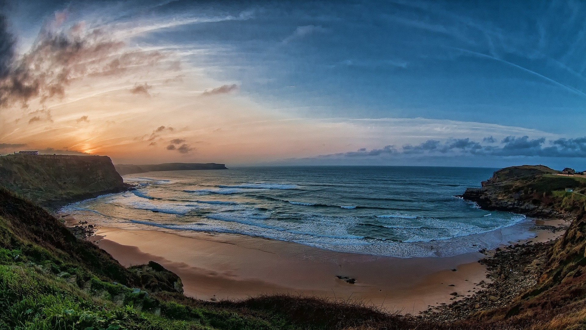 Free download wallpaper Sunset, Sea, Earth, Seashore on your PC desktop