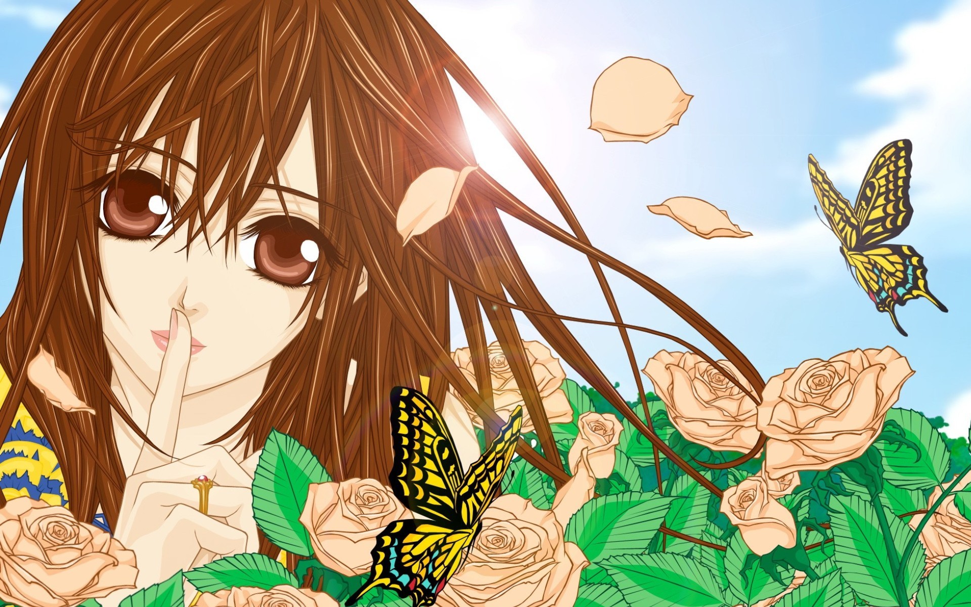 662053 baixar papel de parede anime, vanpaia naito, borboleta, rosa, brilho do sol, yuki kuran - protetores de tela e imagens gratuitamente
