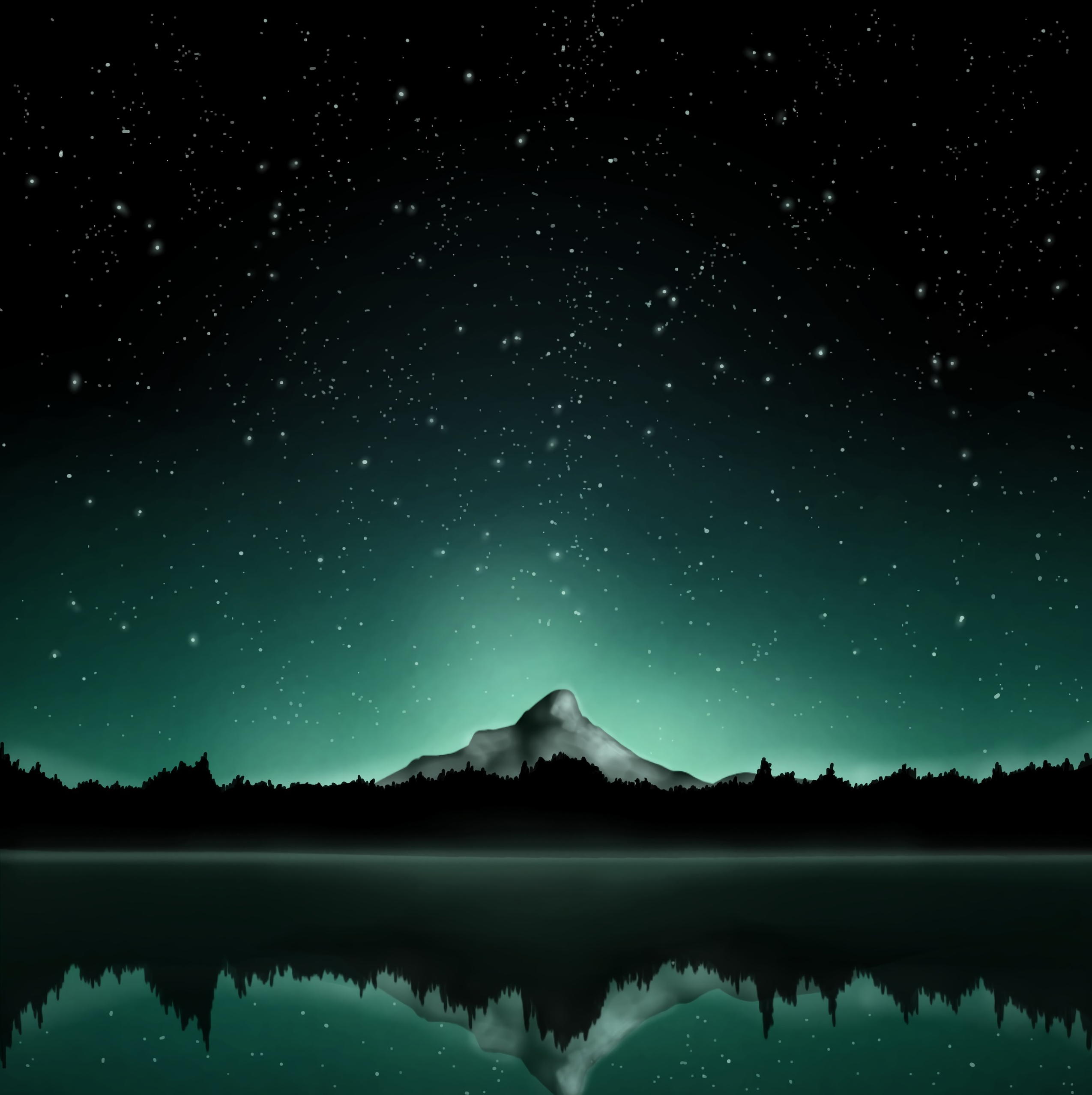 Descarga gratuita de fondo de pantalla para móvil de Montaña, Cielo Estrellado, Estrellas, Arte.