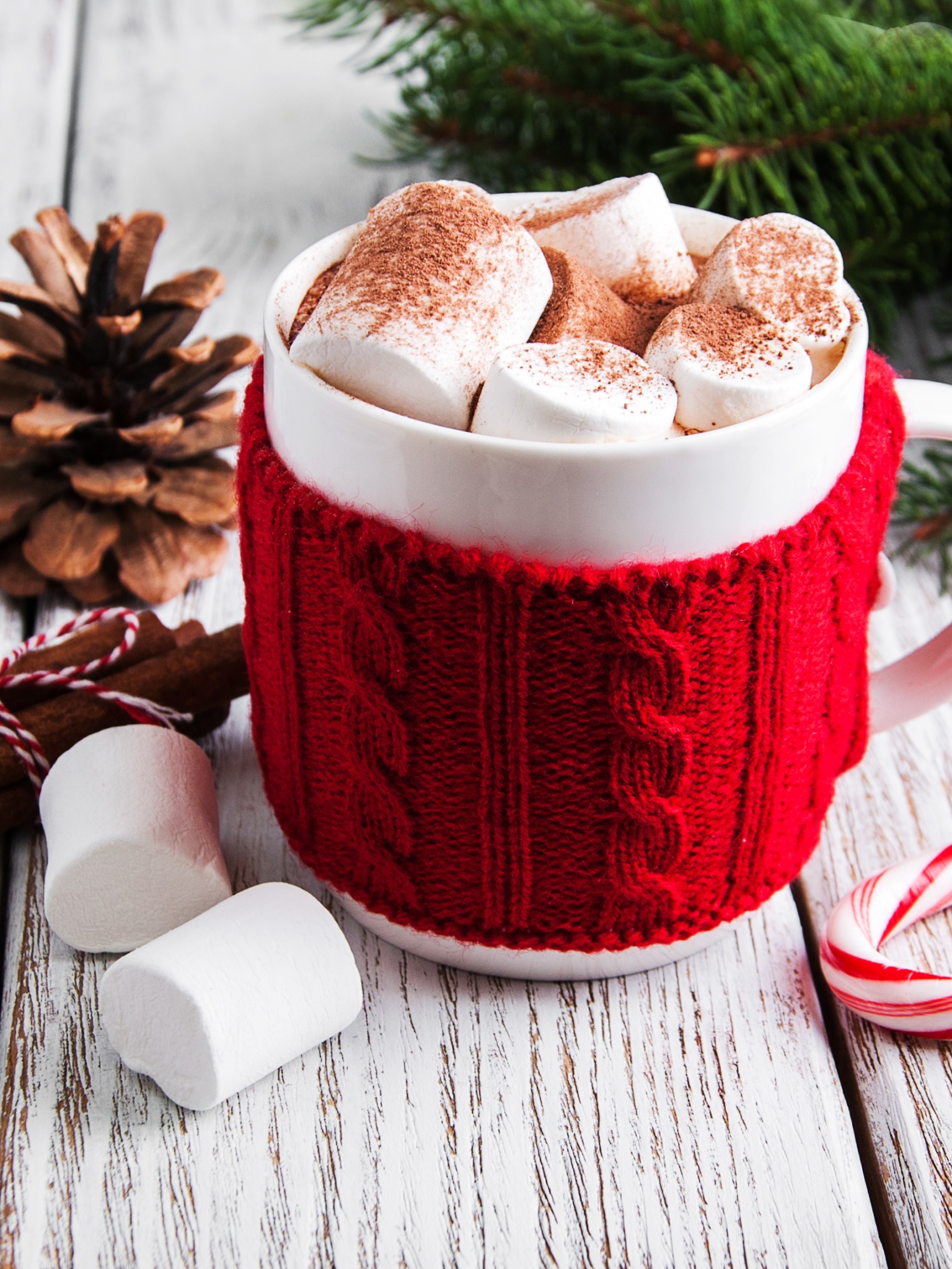Handy-Wallpaper Weihnachten, Tasse, Mäusespeck, Heiße Schokolade, Nahrungsmittel kostenlos herunterladen.