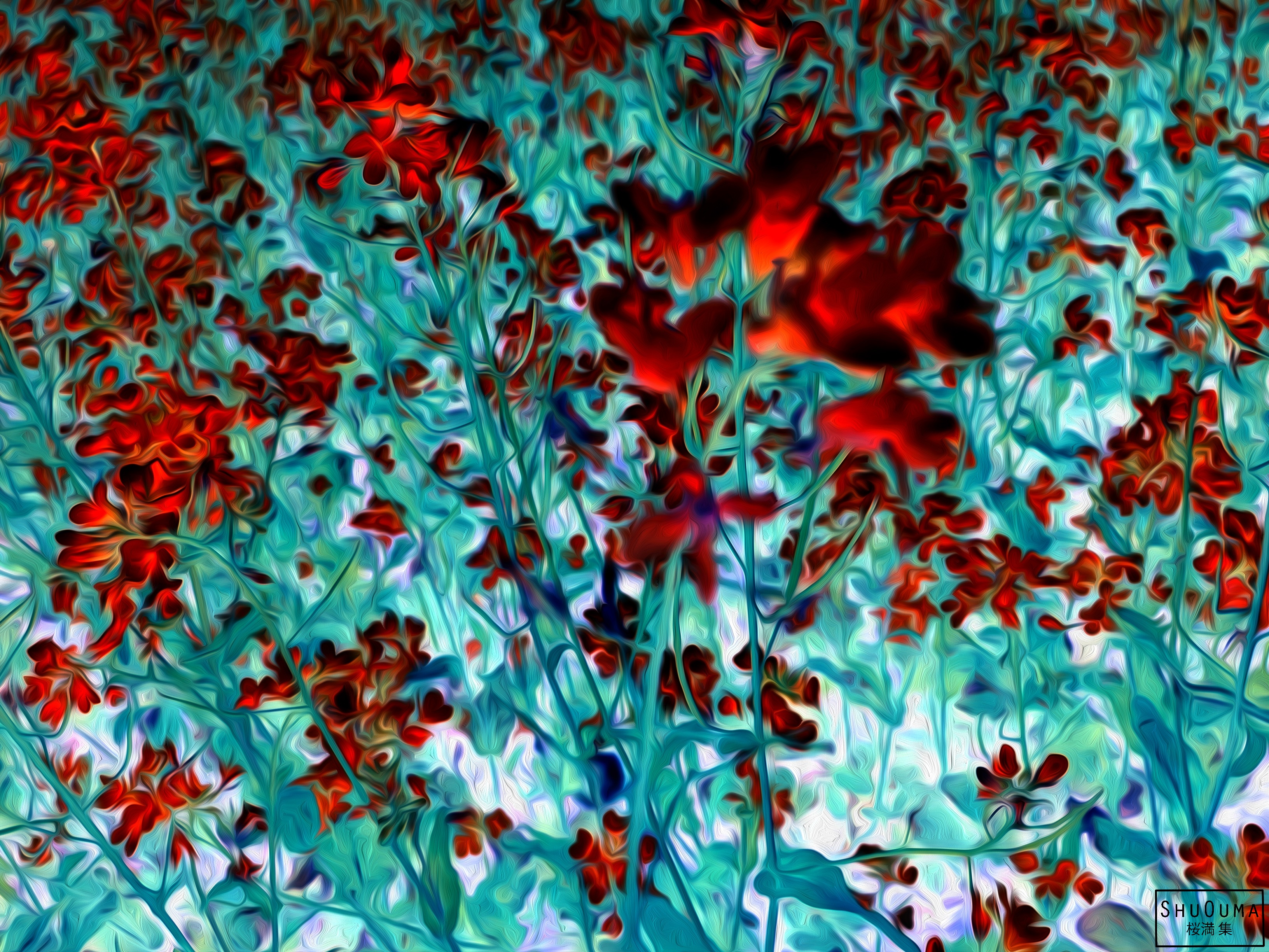 Handy-Wallpaper Blumen, Blume, Ölgemälde, Künstlerisch, Rote Blume kostenlos herunterladen.