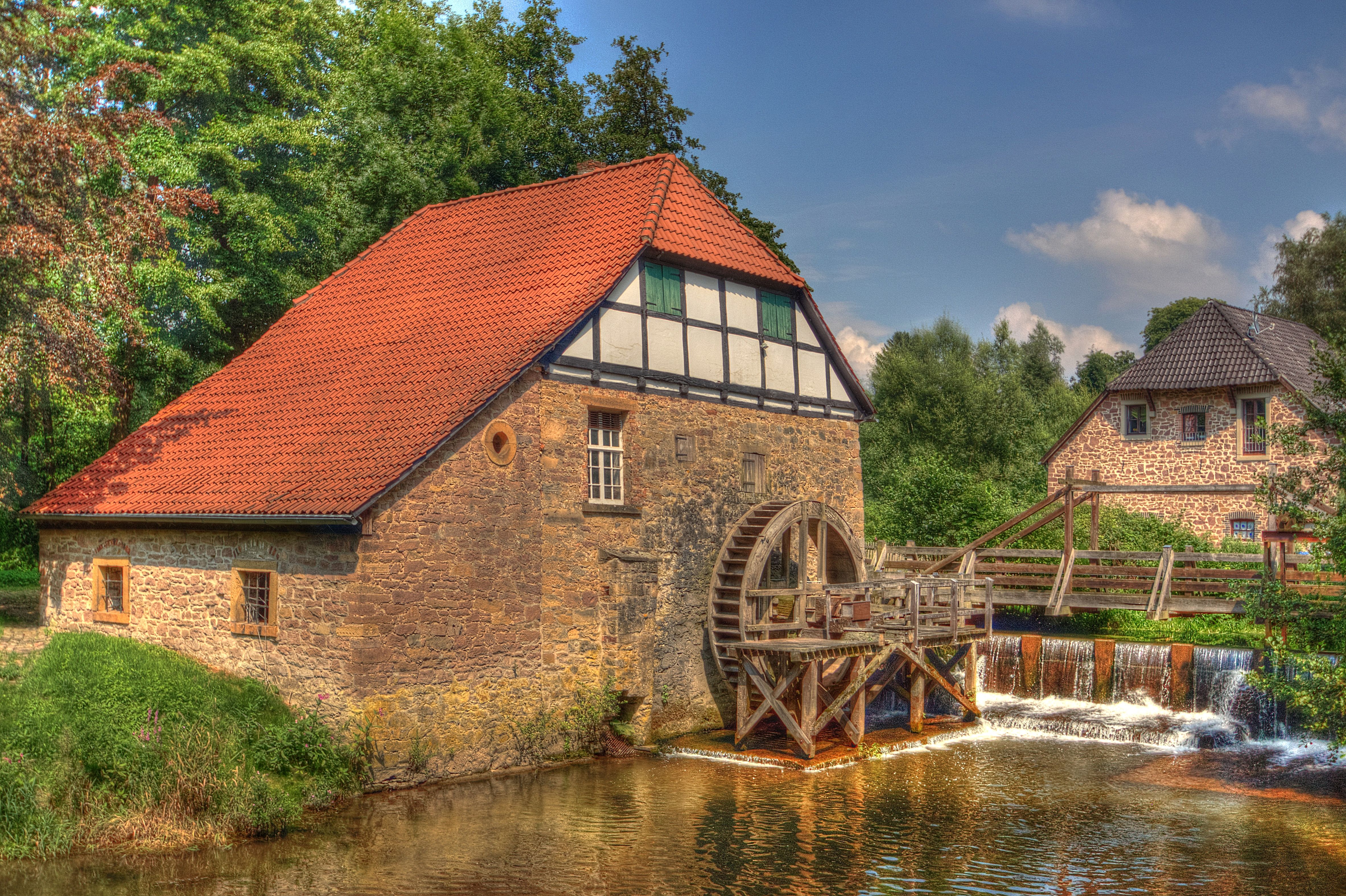 Download mobile wallpaper Hdr, Man Made, Watermill for free.