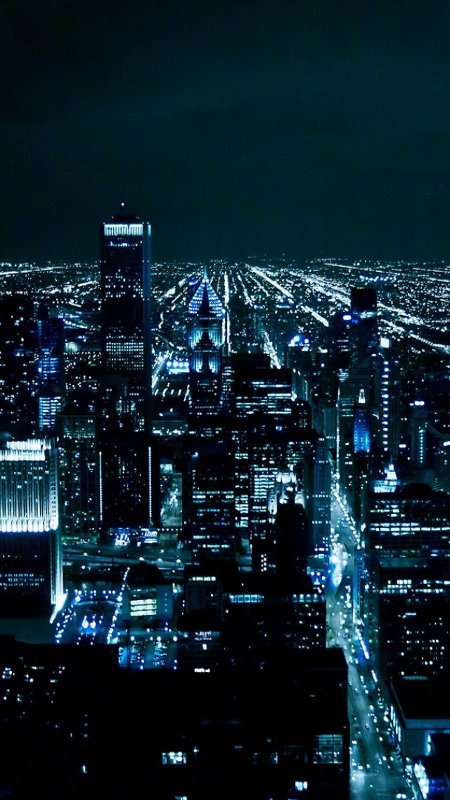 Скачать картинку Города, Ночь, Город, Синий, Городской Пейзаж, Чикаго, Сделано Человеком в телефон бесплатно.