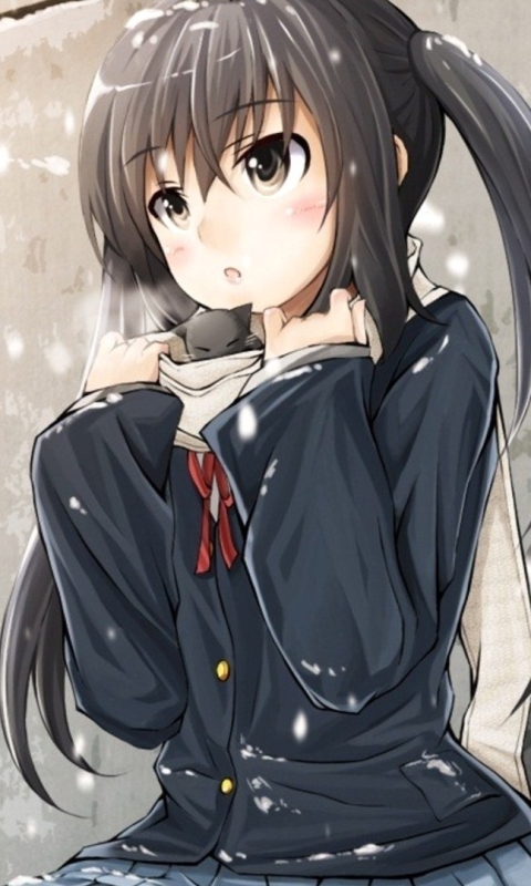 Handy-Wallpaper Schnee, Schuluniform, Animes, K On!, Azusa Nakano kostenlos herunterladen.