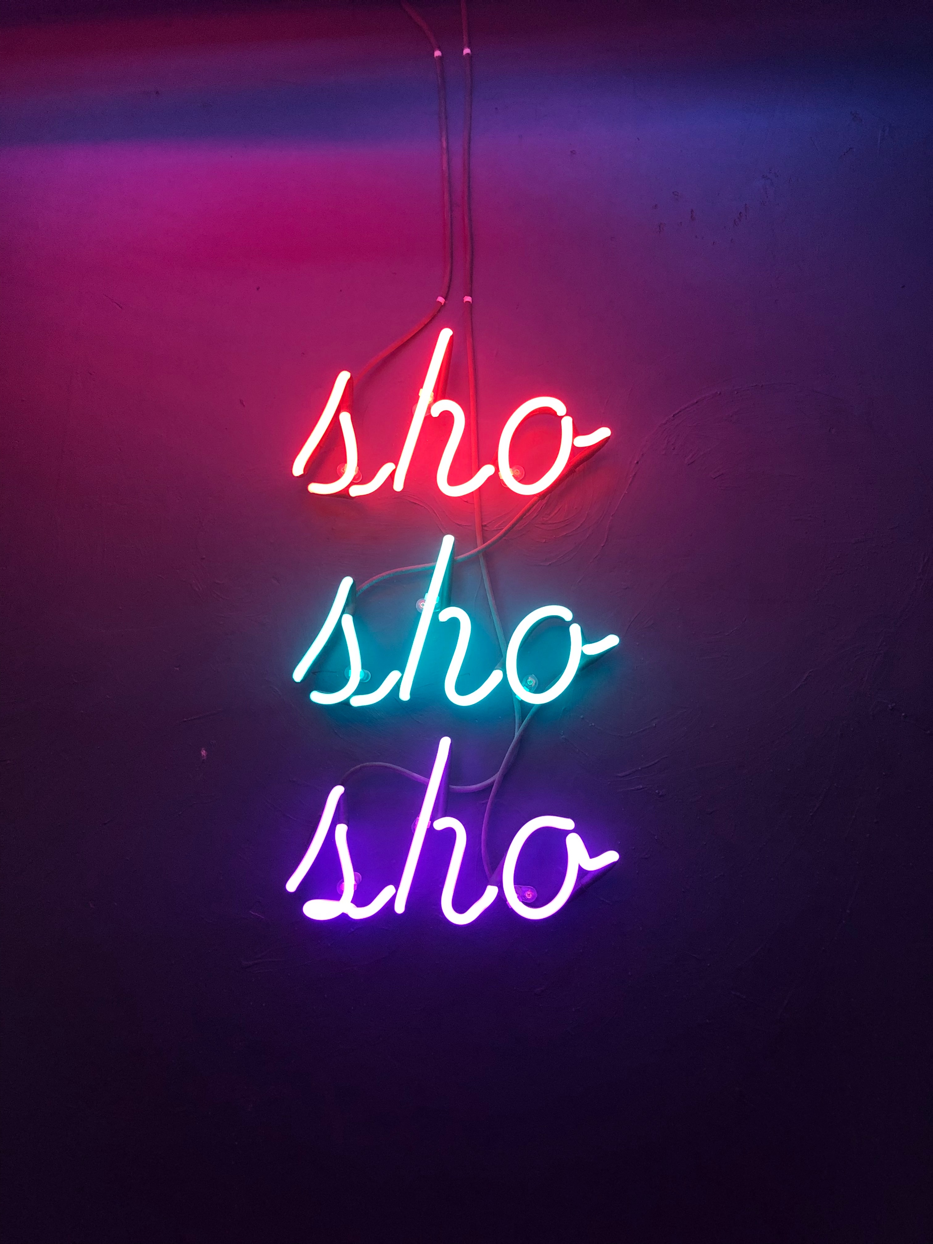 Download mobile wallpaper Wall, Glow, Inscription, Words, Neon for free.