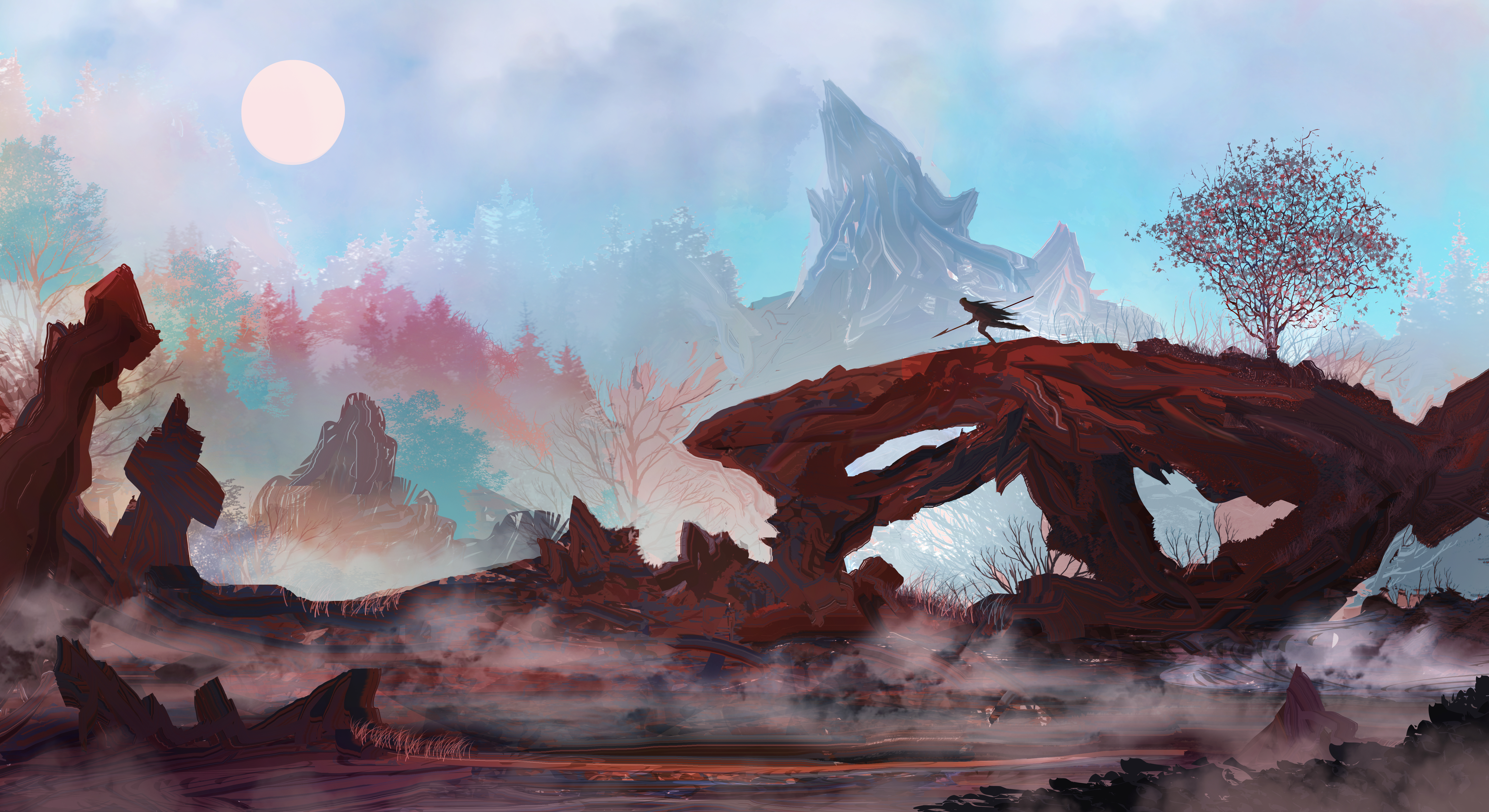 Free download wallpaper Landscape, Fantasy, Mountain on your PC desktop