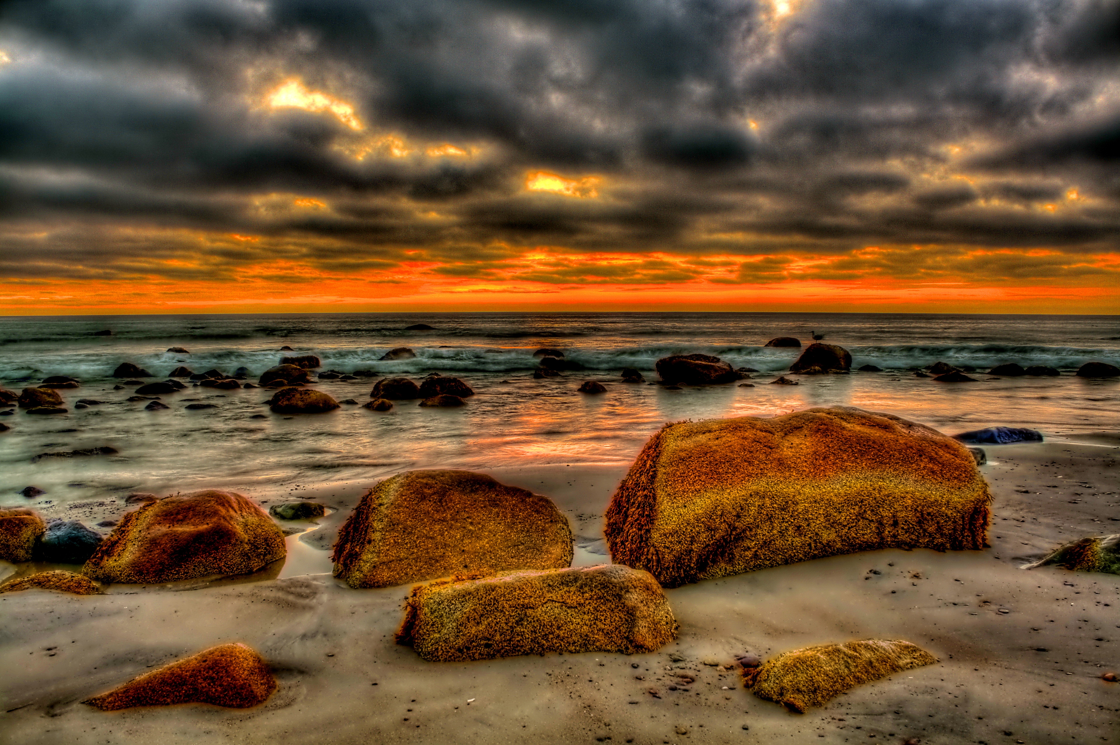 Laden Sie das Strand, Ozean, Hdr, Welle, Sonnenuntergang, Erde/natur-Bild kostenlos auf Ihren PC-Desktop herunter