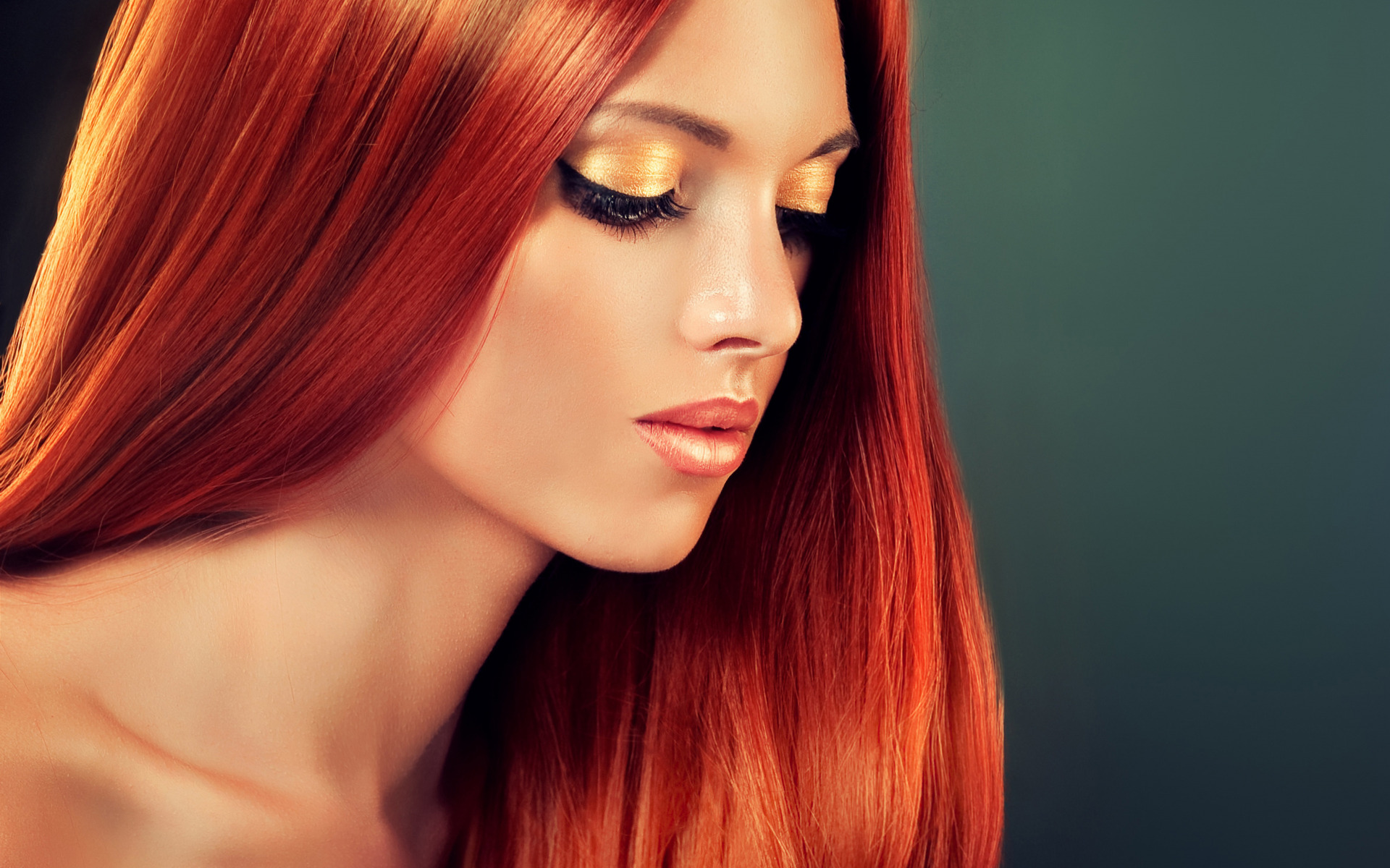 Download mobile wallpaper Redhead, Face, Model, Women, Makeup, Long Hair for free.