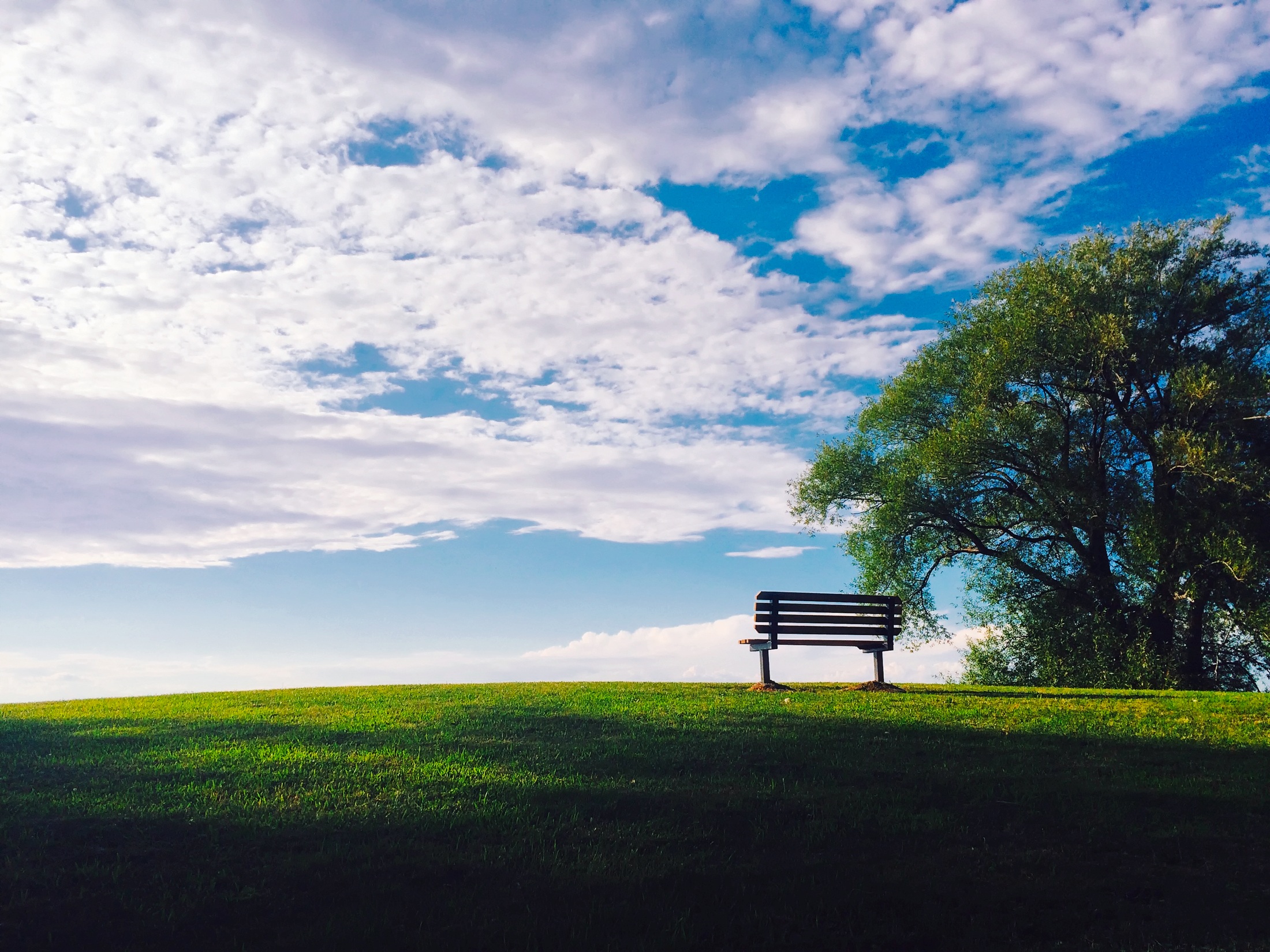 Free download wallpaper Nature, Sky, Clouds, Bench on your PC desktop