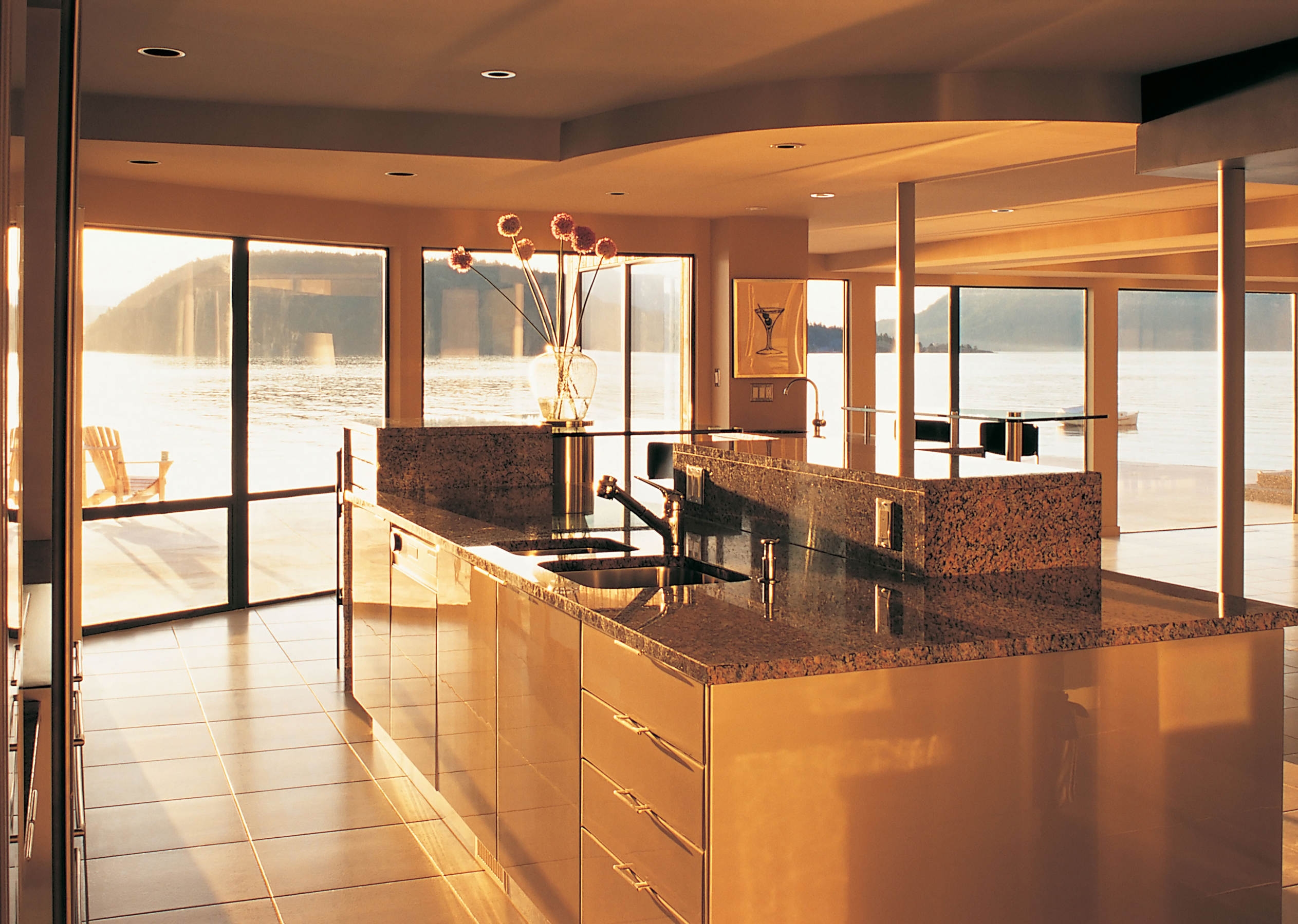kitchen, sea, interior, miscellanea, miscellaneous HD wallpaper