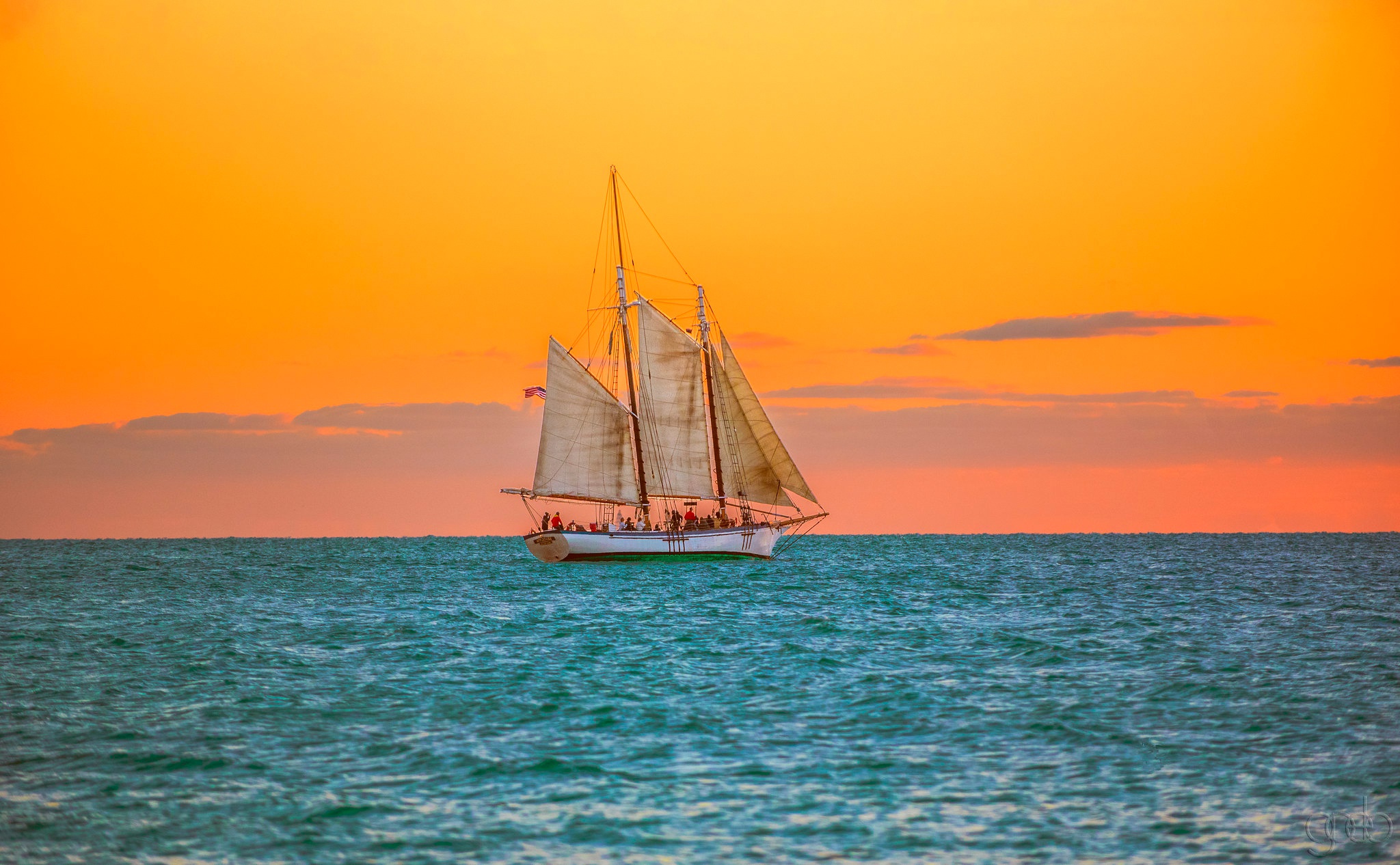 Download mobile wallpaper Sunset, Ocean, Sailboat, Florida, Vehicles for free.