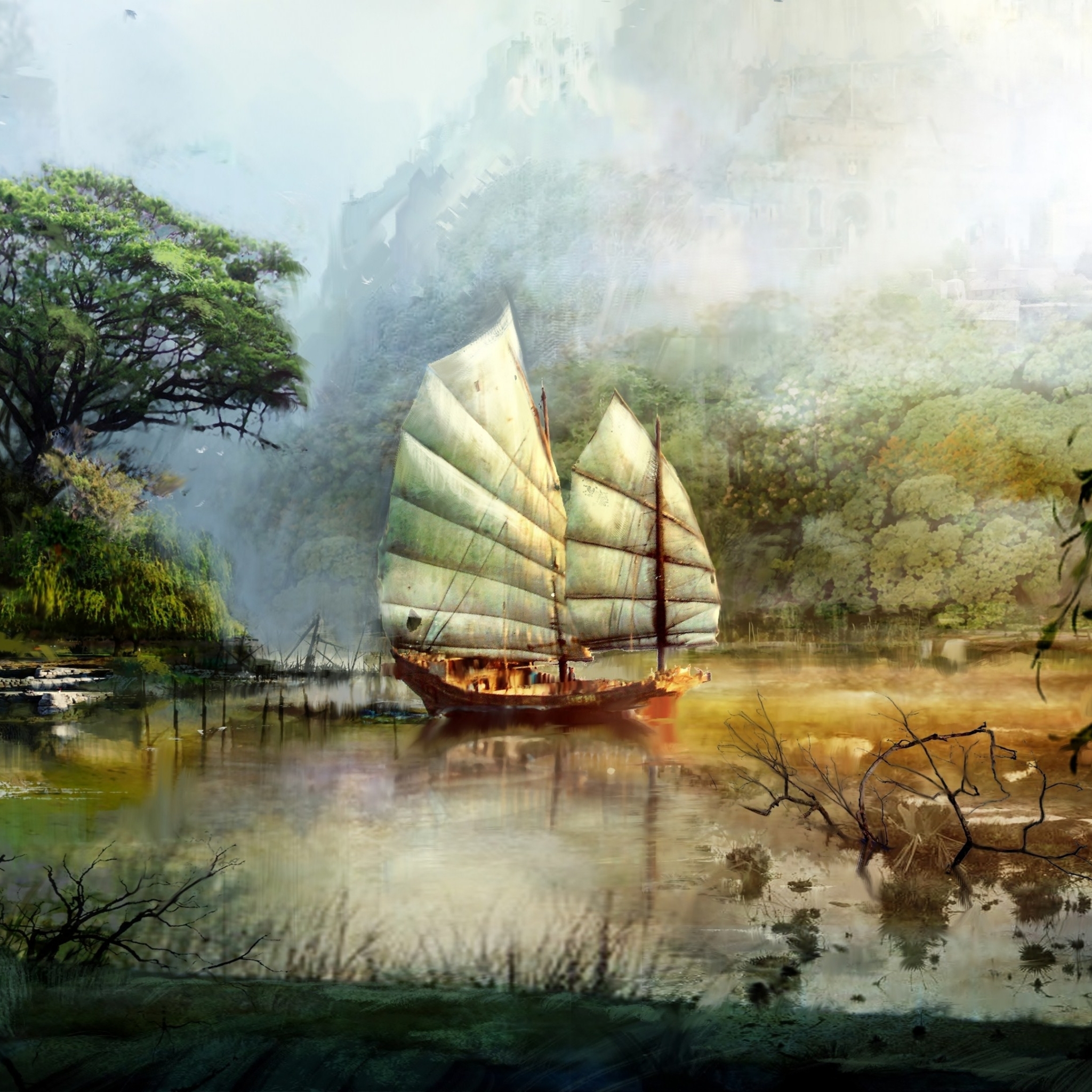 Download mobile wallpaper Ship, Video Game, Guild Wars 2, Guild Wars, Concept Art for free.