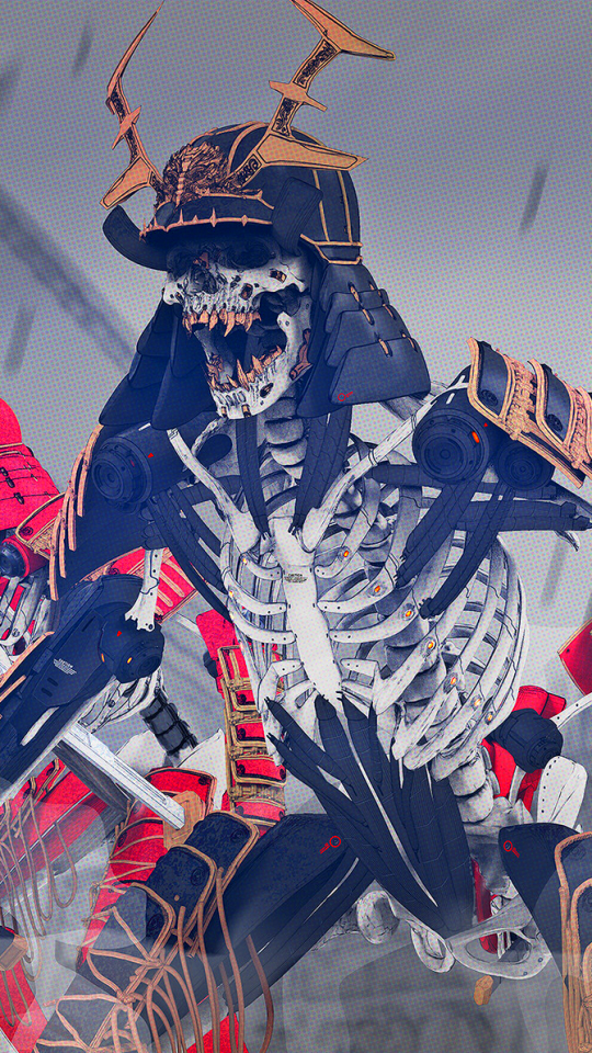 Download mobile wallpaper Dark, Warrior, Samurai, Skeleton, Armor for free.