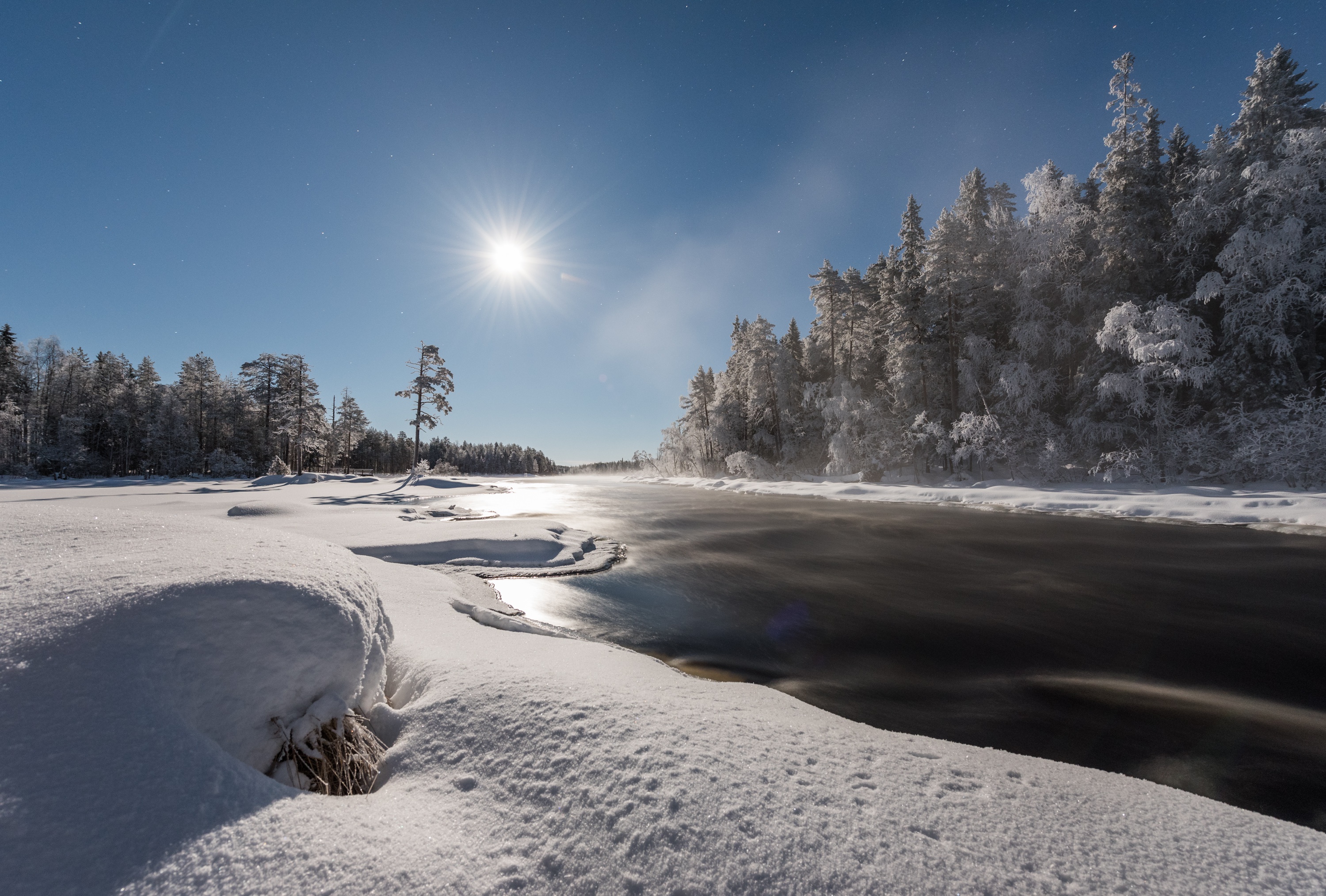 Скачать картинку Зима, Природа, Река, Снег, Земля/природа в телефон бесплатно.