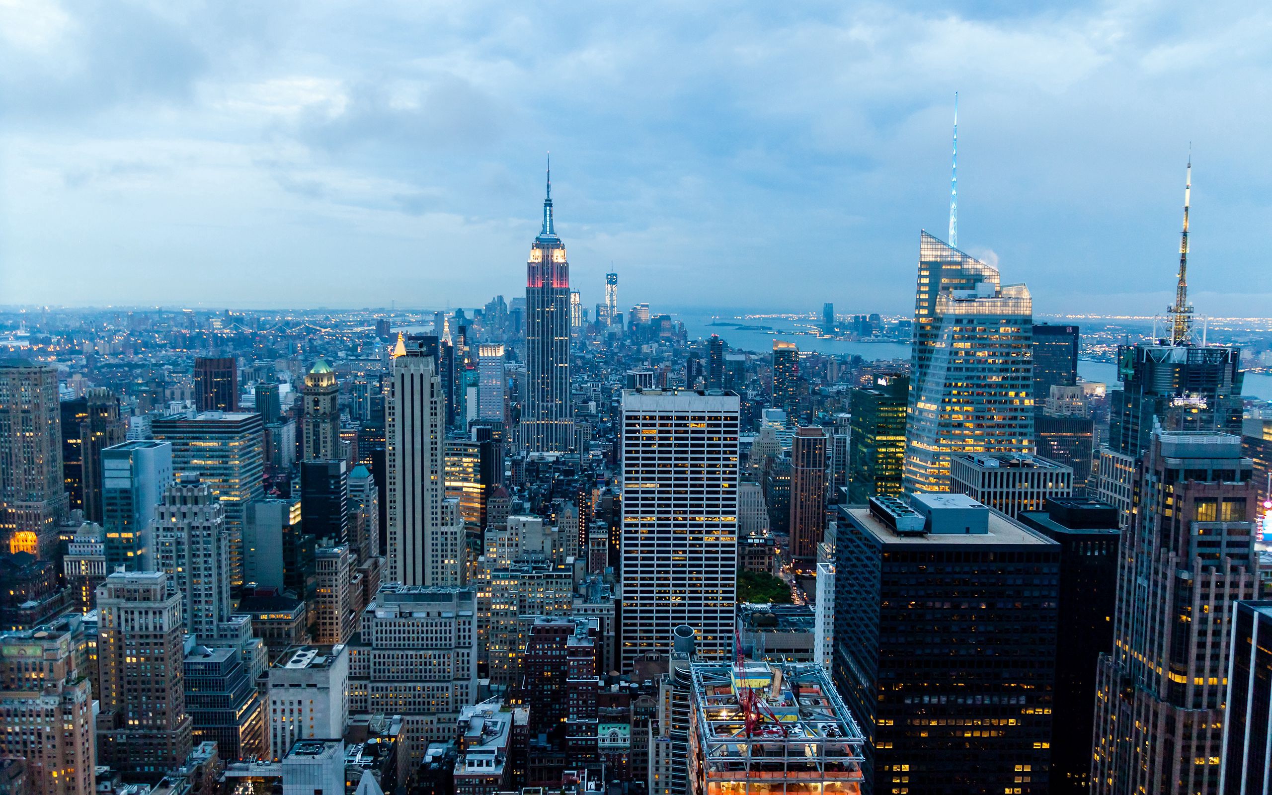 129025 скачать картинку здания, города, ночь, вид сверху, небоскребы, нью йорк - обои и заставки бесплатно