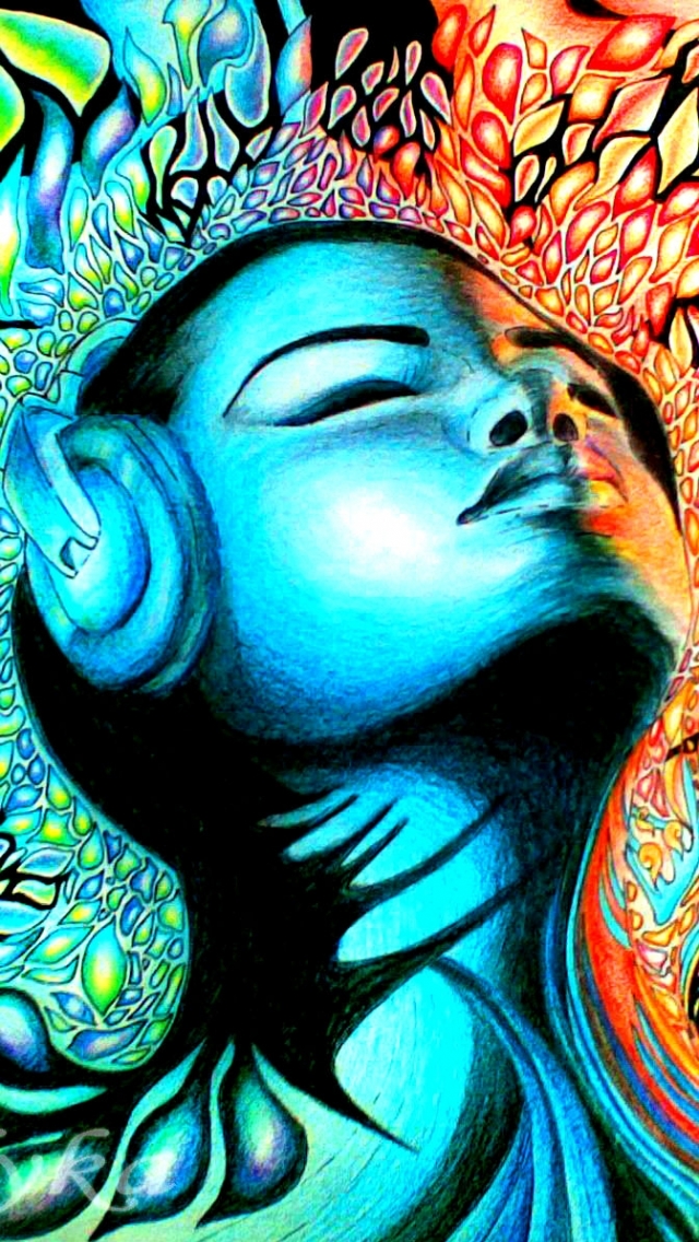 Download mobile wallpaper Music, Headphones, Artistic, Psychedelic for free.