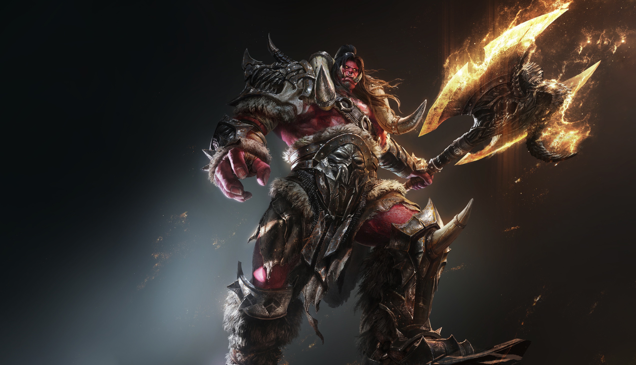 Free download wallpaper Fantasy, Warrior, Axe, Orc on your PC desktop