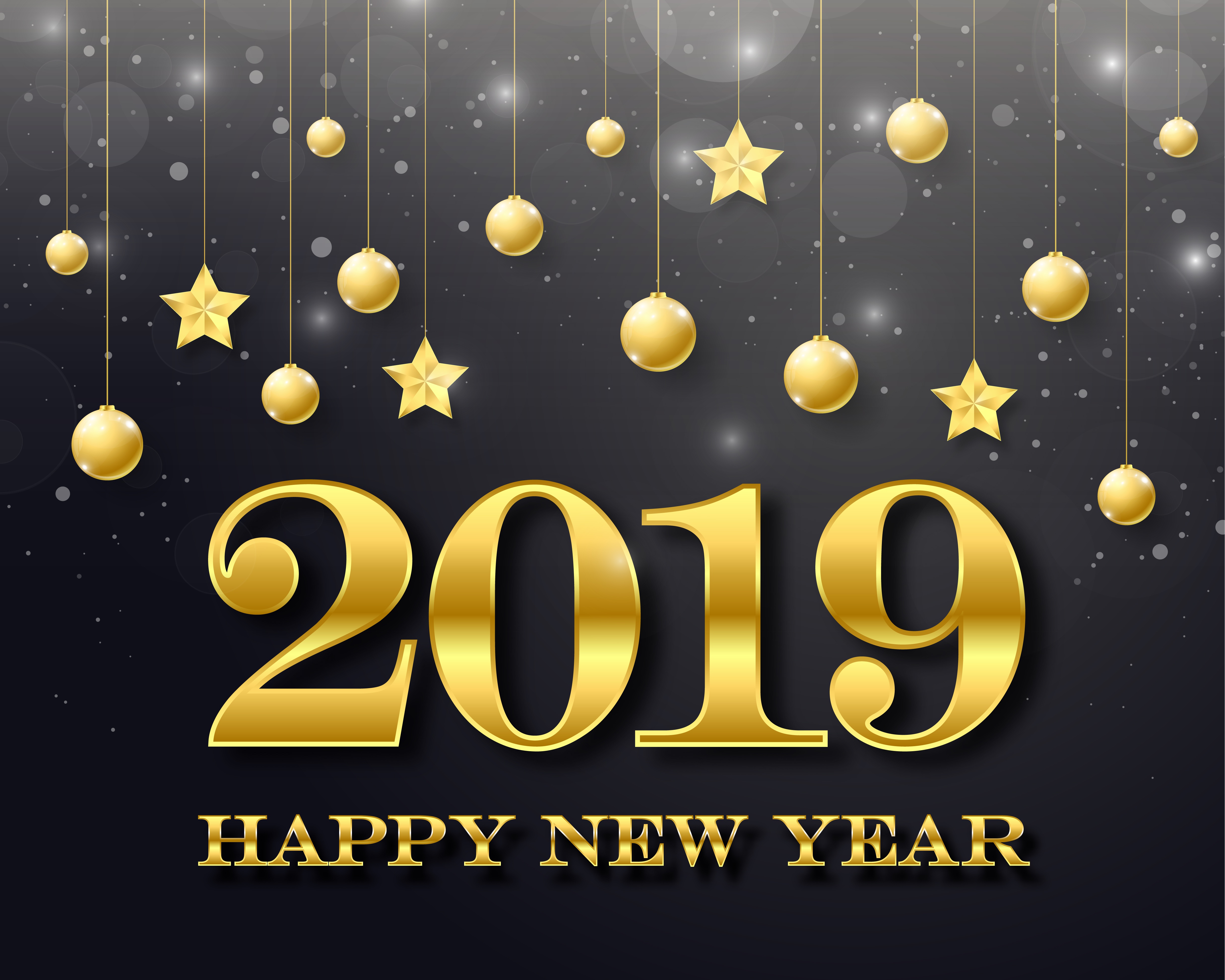 Download mobile wallpaper New Year, Holiday, Bauble, Happy New Year, New Year 2019 for free.