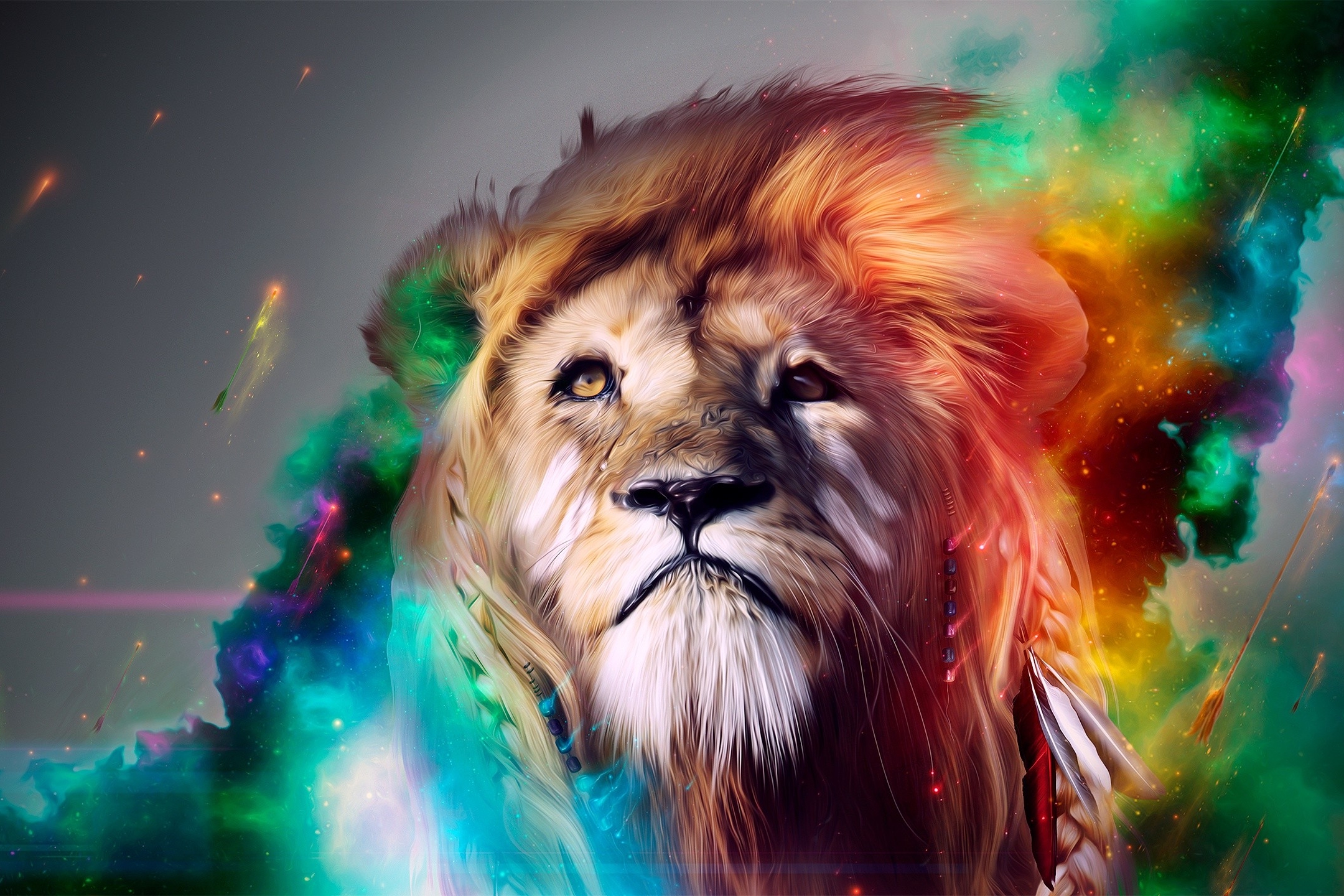 Free download wallpaper Cats, Lion, Animal, Colorful on your PC desktop