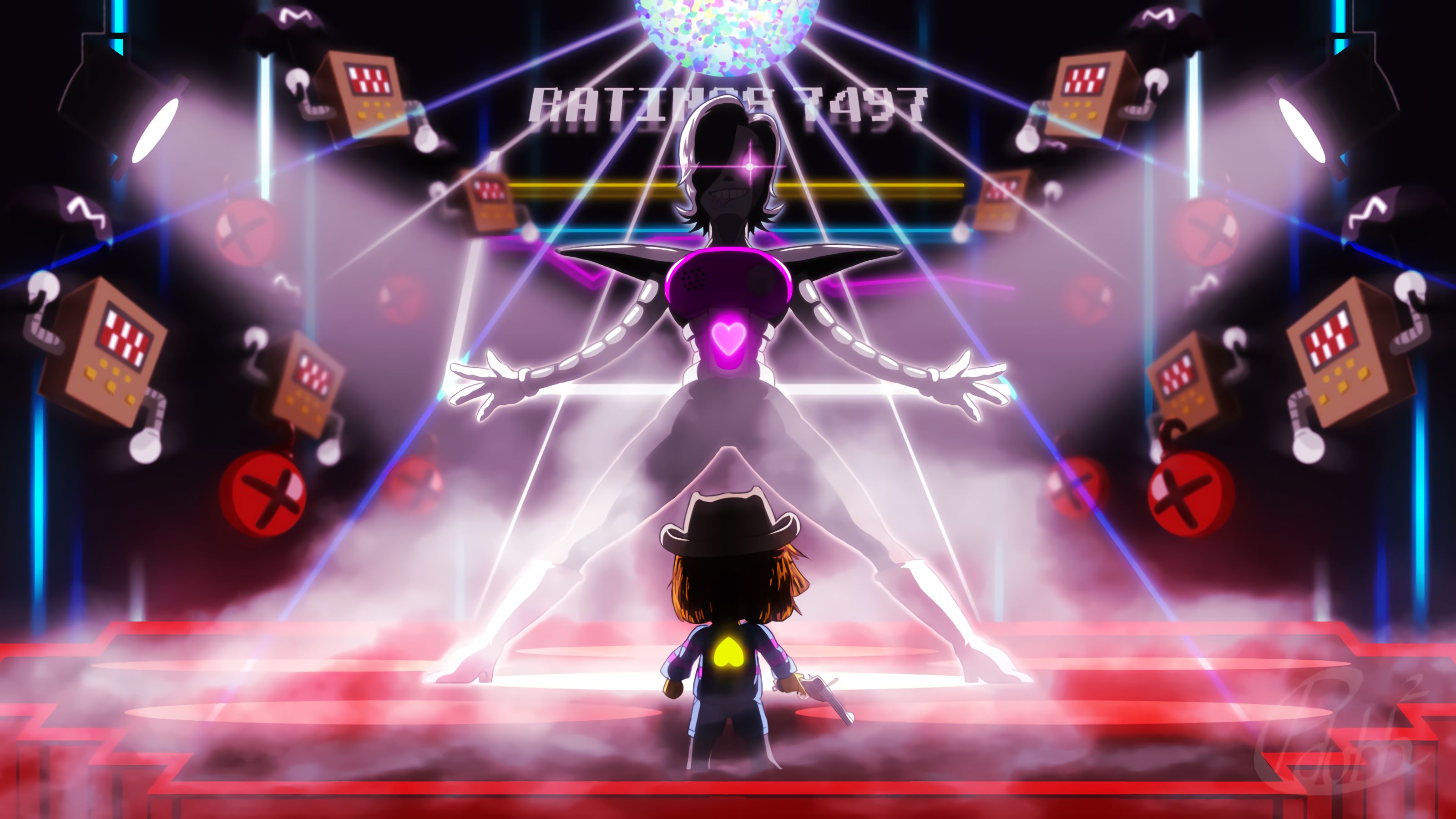 Download mobile wallpaper Video Game, Undertale, Frisk (Undertale), Mettaton (Undertale), Mettaton Ex (Undertale) for free.