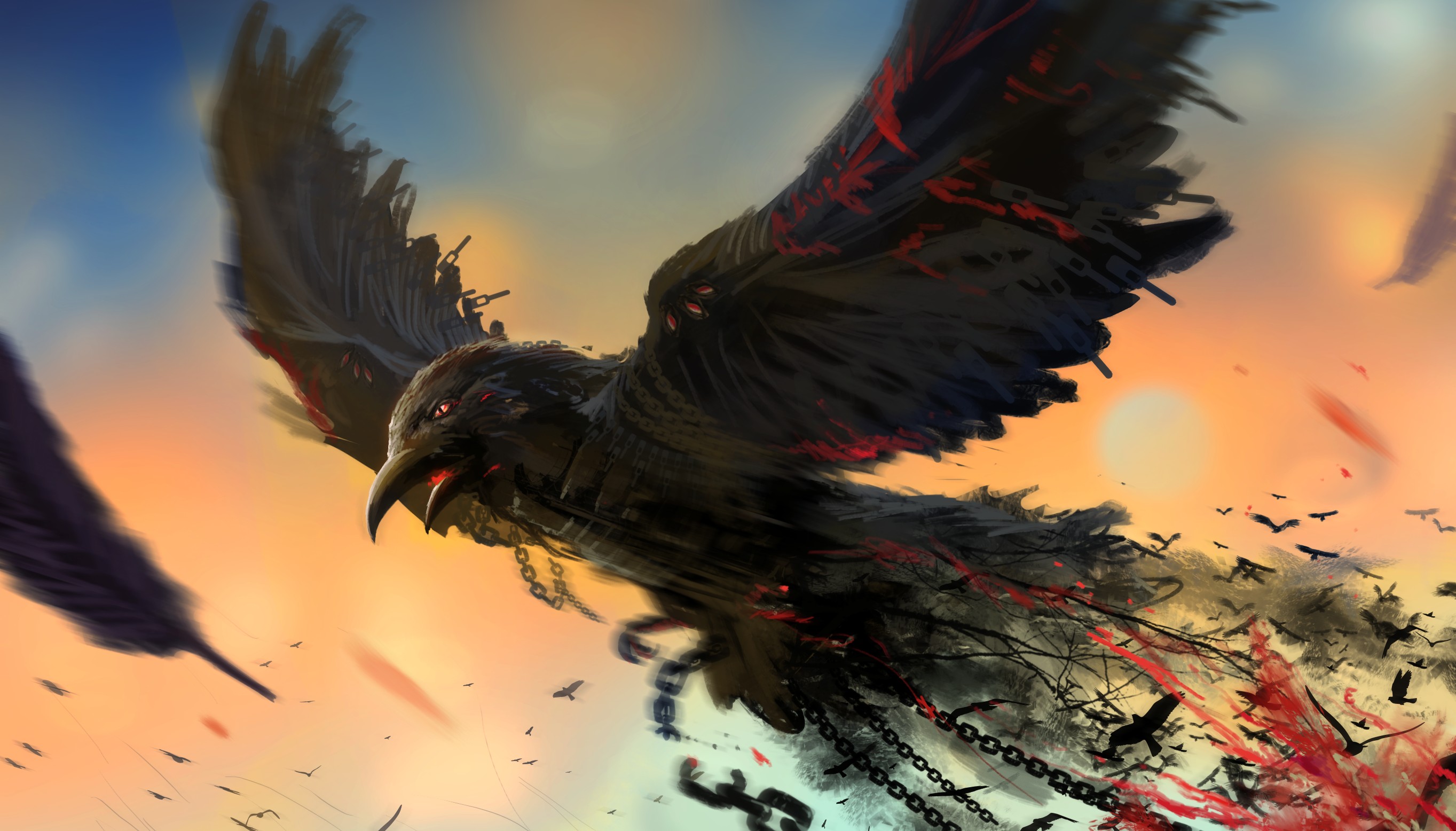 Free download wallpaper Fantasy, Bird, Crow, Flying, Fantasy Animals on your PC desktop