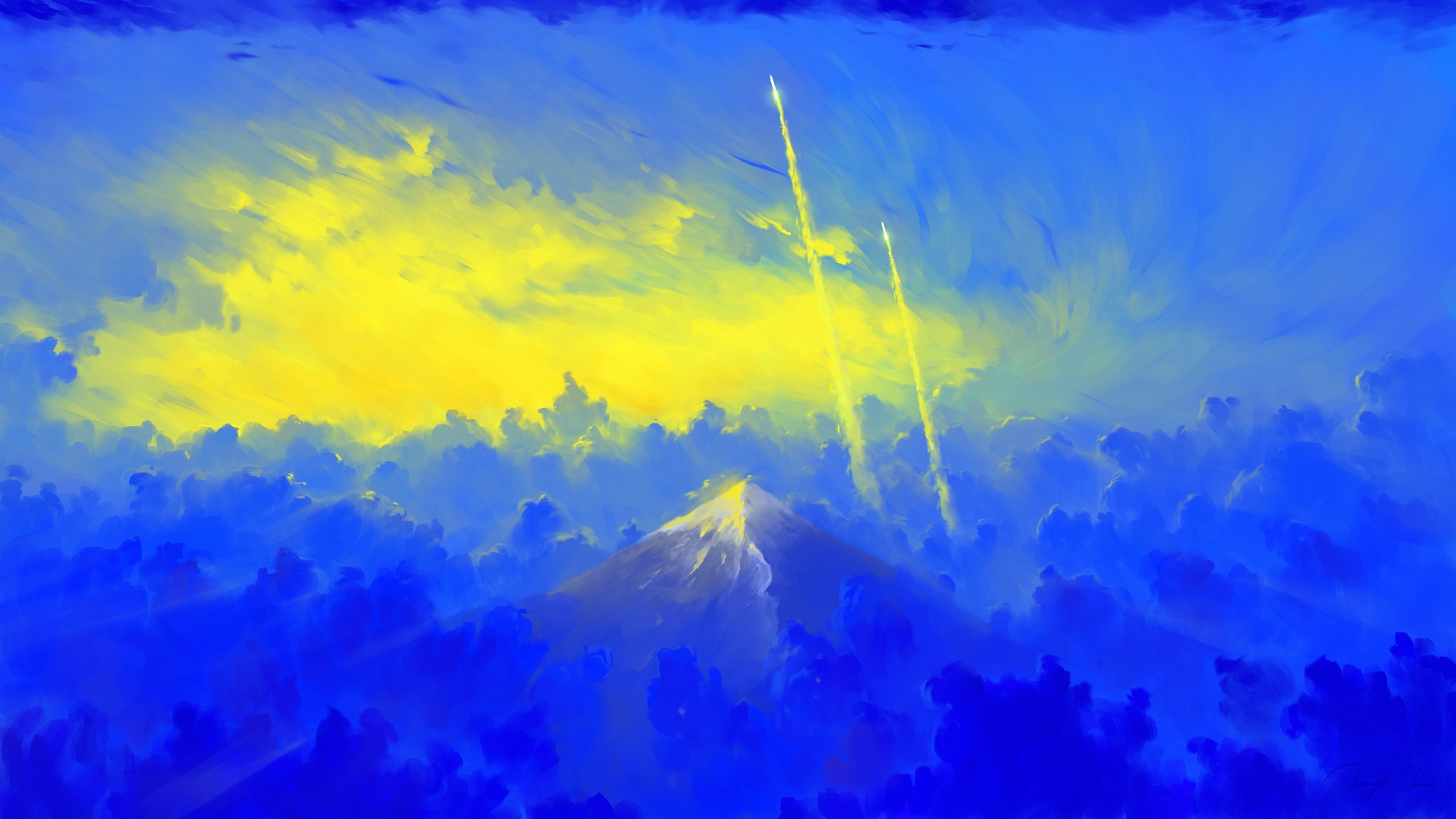 Download mobile wallpaper Sky, Rocket, Artistic, Cloud for free.