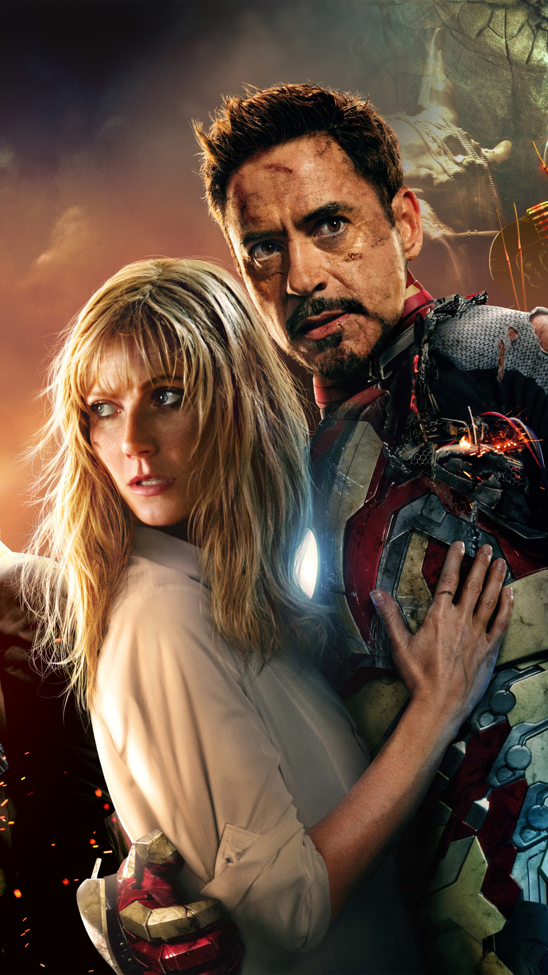 Download mobile wallpaper Iron Man, Robert Downey Jr, Movie, Tony Stark, Gwyneth Paltrow, Pepper Potts, Iron Man 3 for free.