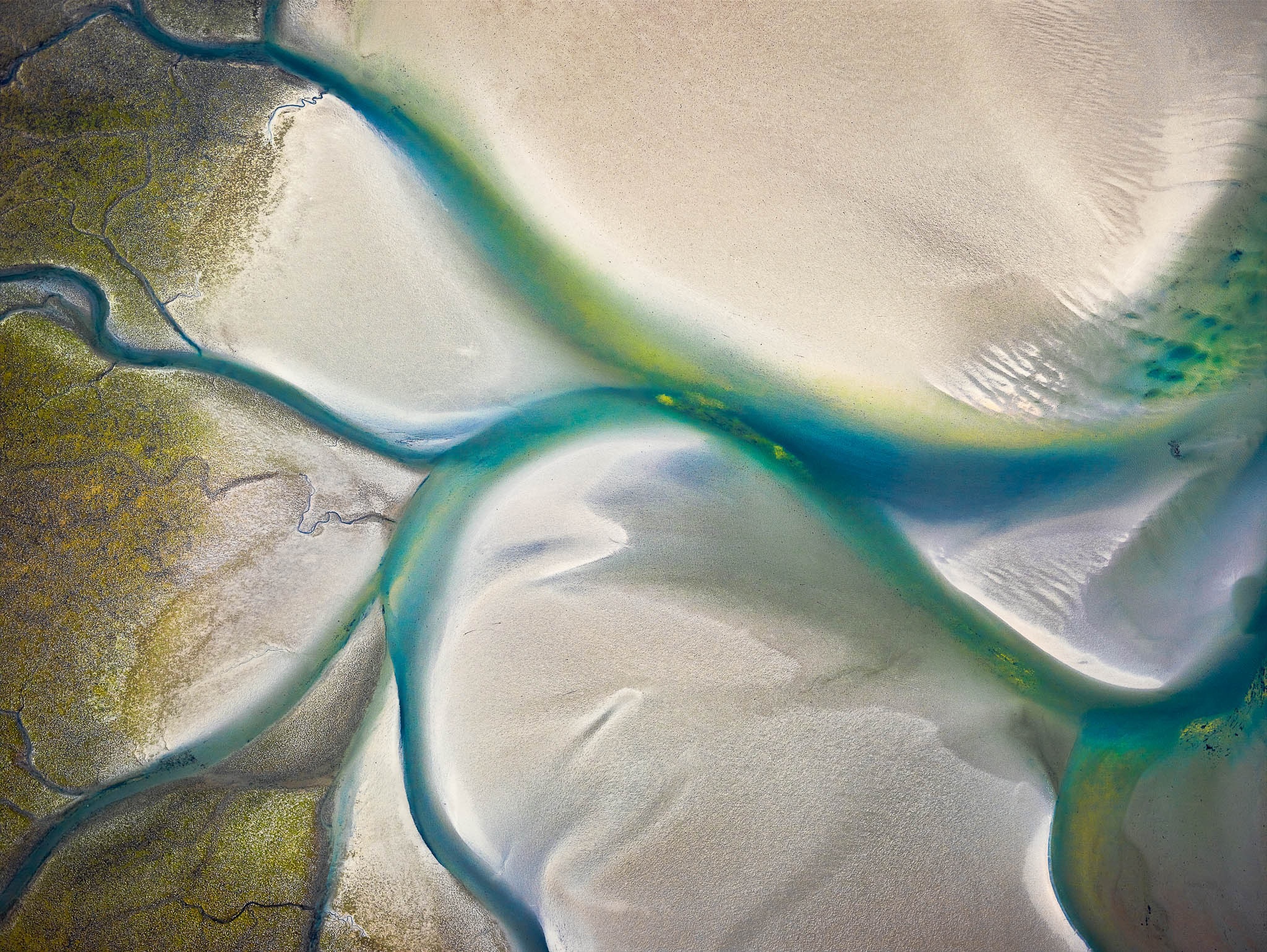 Download mobile wallpaper Landscape, Sand, Desert, Dune, River, Photography, Aerial for free.