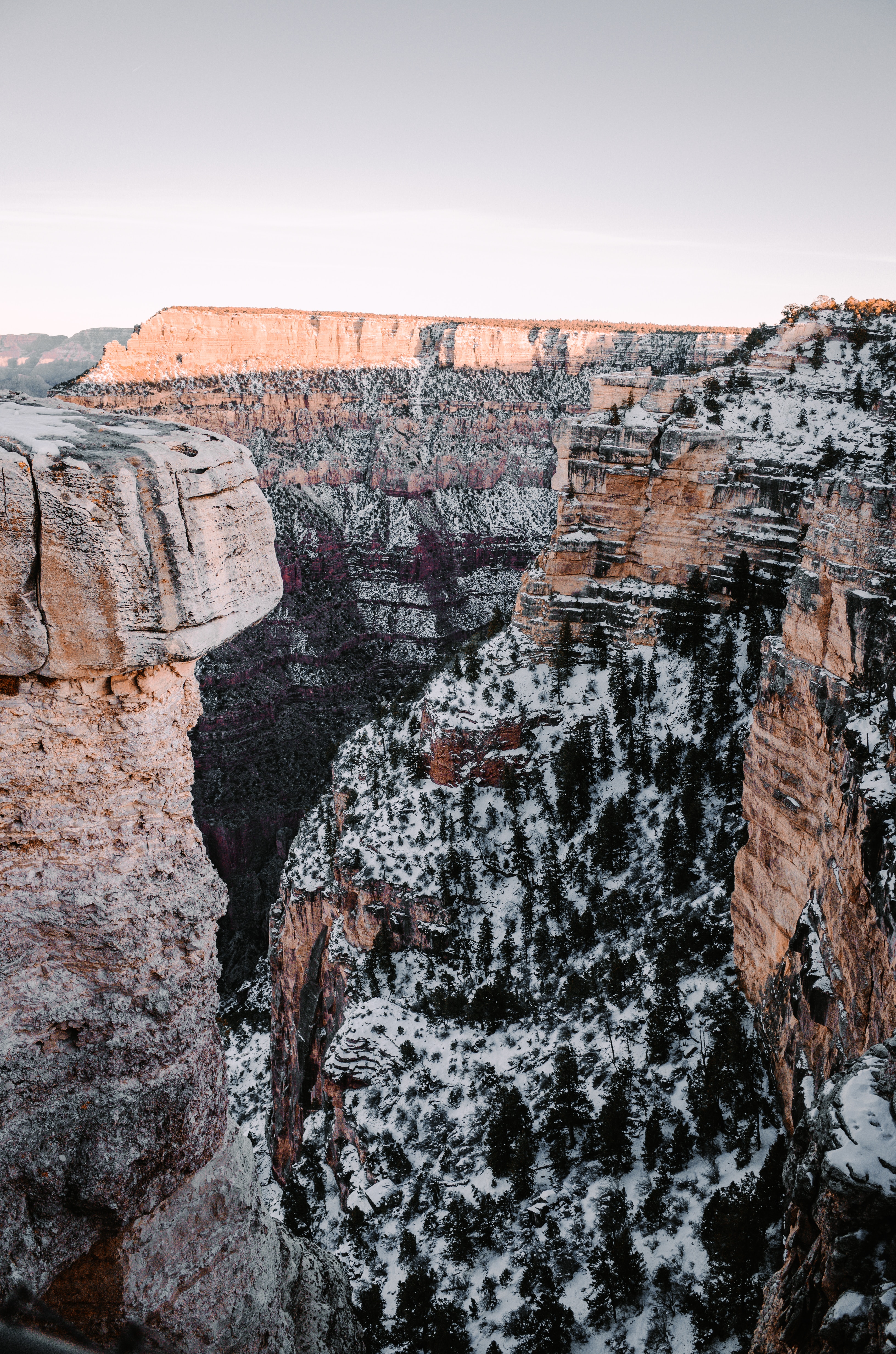 無料モバイル壁紙自然, 雪, 岩, 峡谷, 風景をダウンロードします。