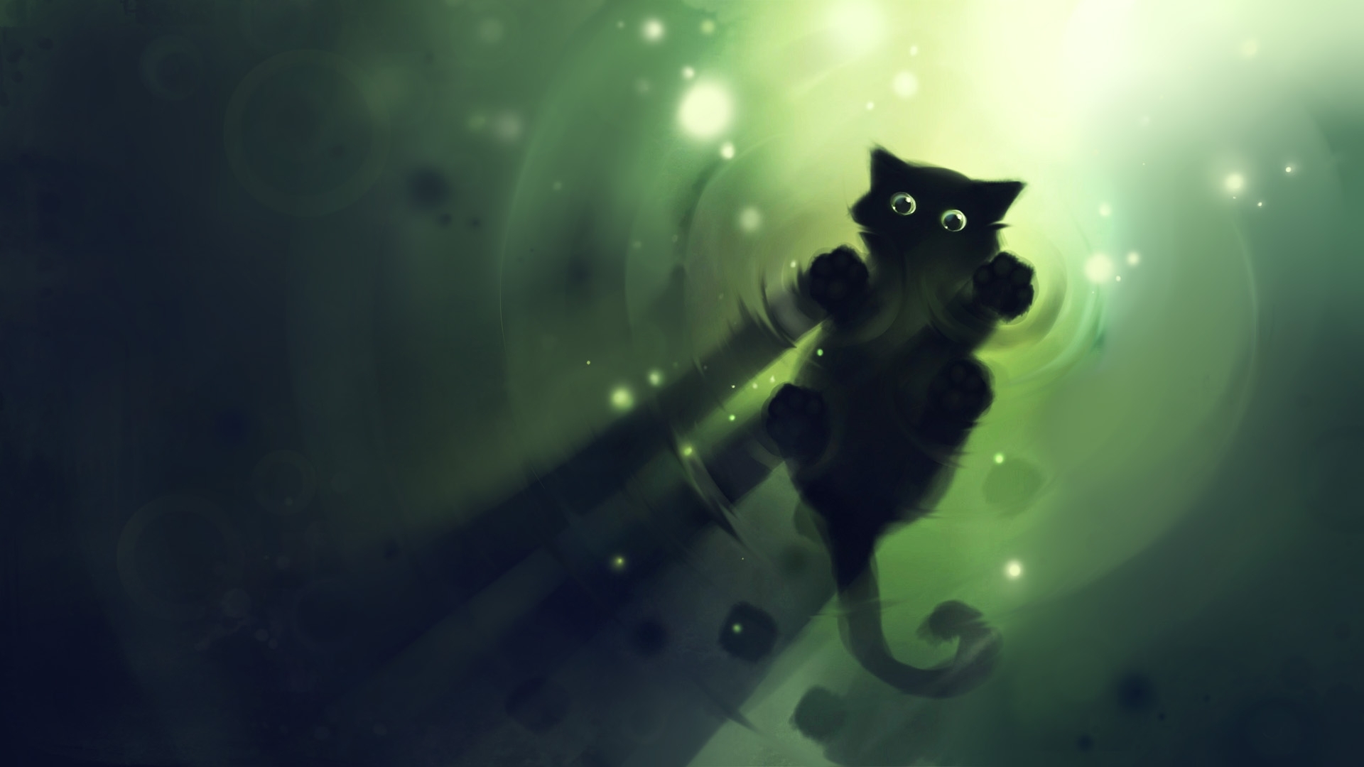 cats, animals, pictures, green Desktop Wallpaper