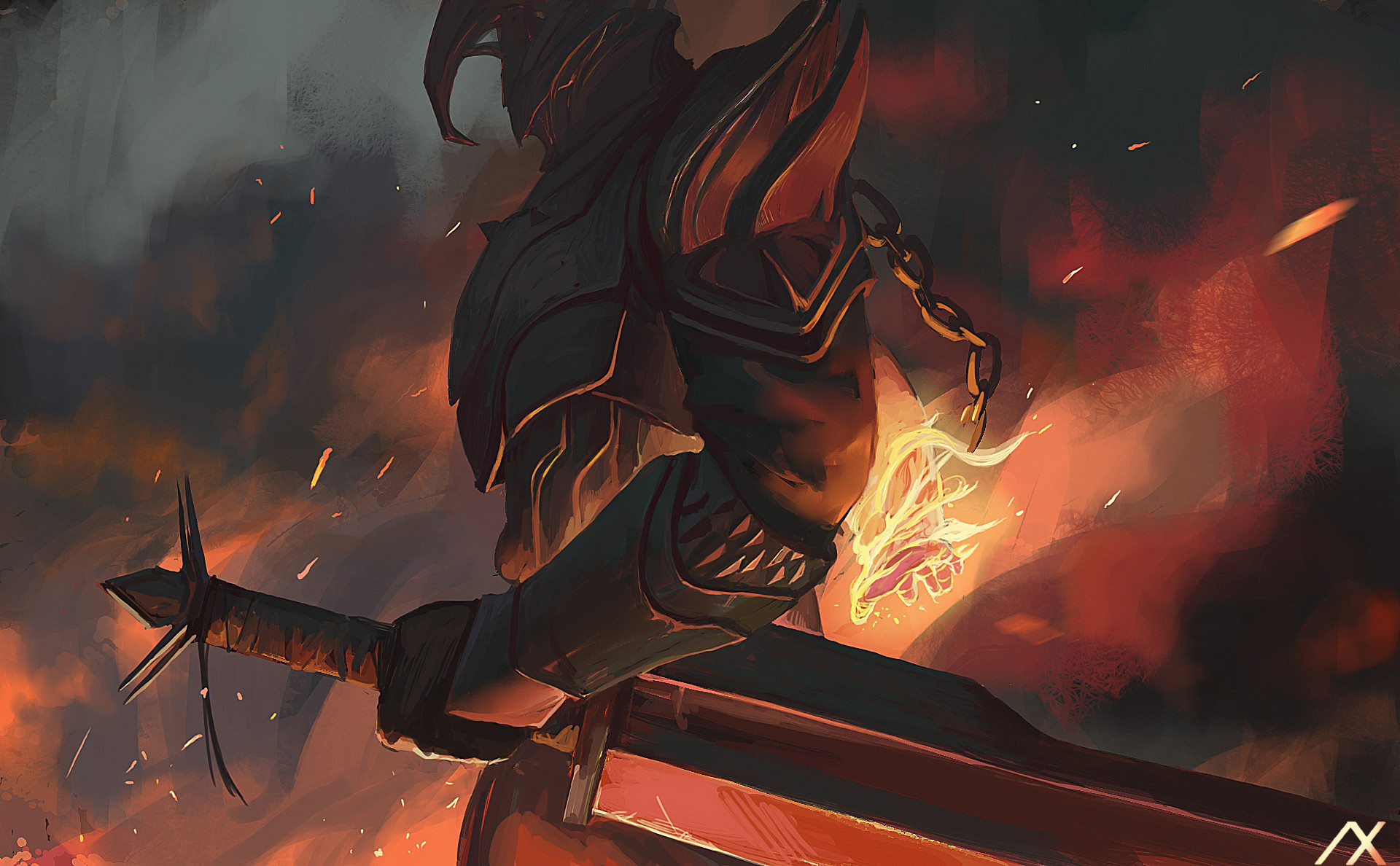 Download mobile wallpaper Magic, Fantasy, Warrior, Knight, Armor, Sword for free.