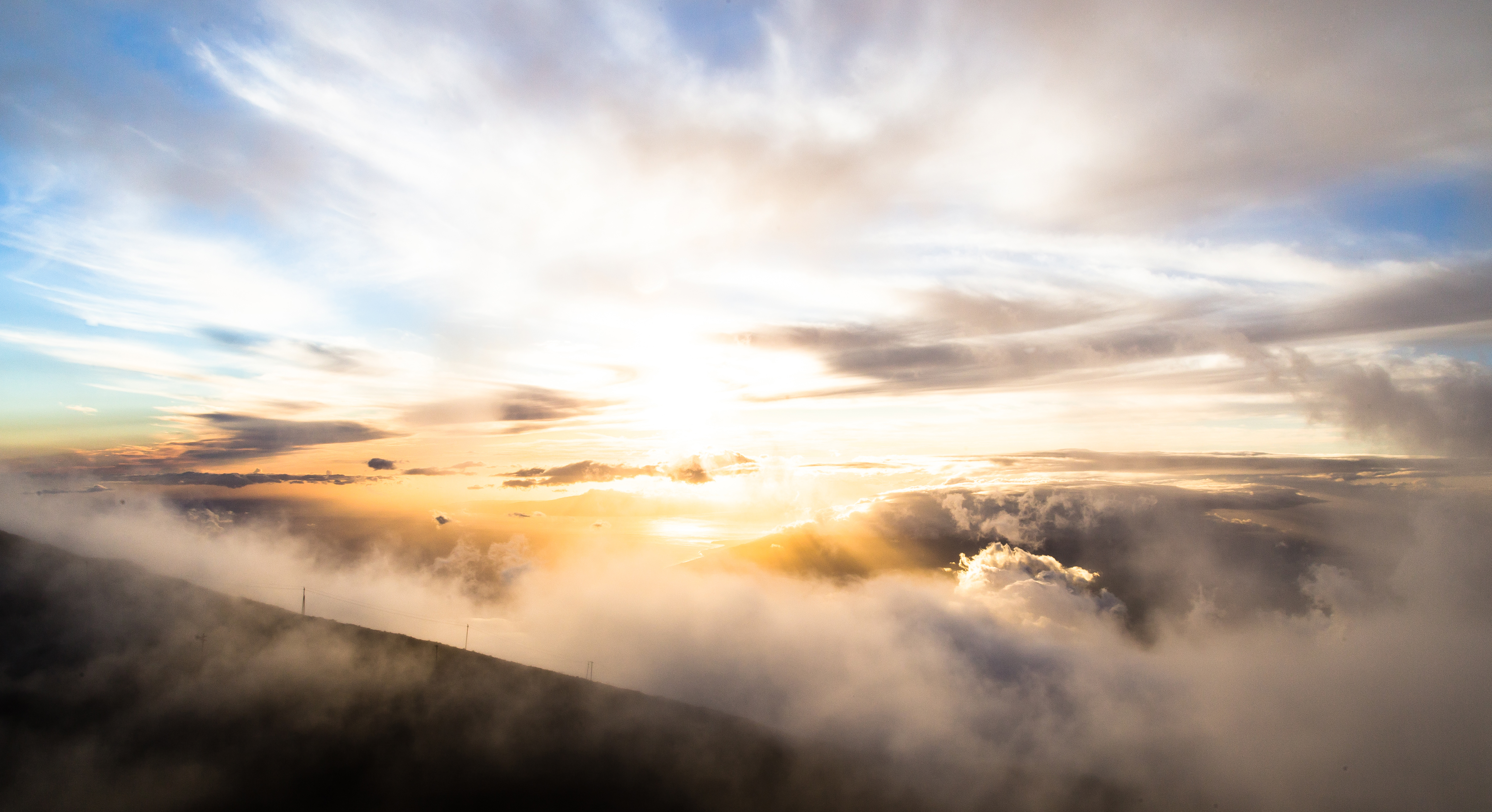 Free download wallpaper Landscape, Nature, Horizon, Fog, Sunrise, Earth, Cloud on your PC desktop