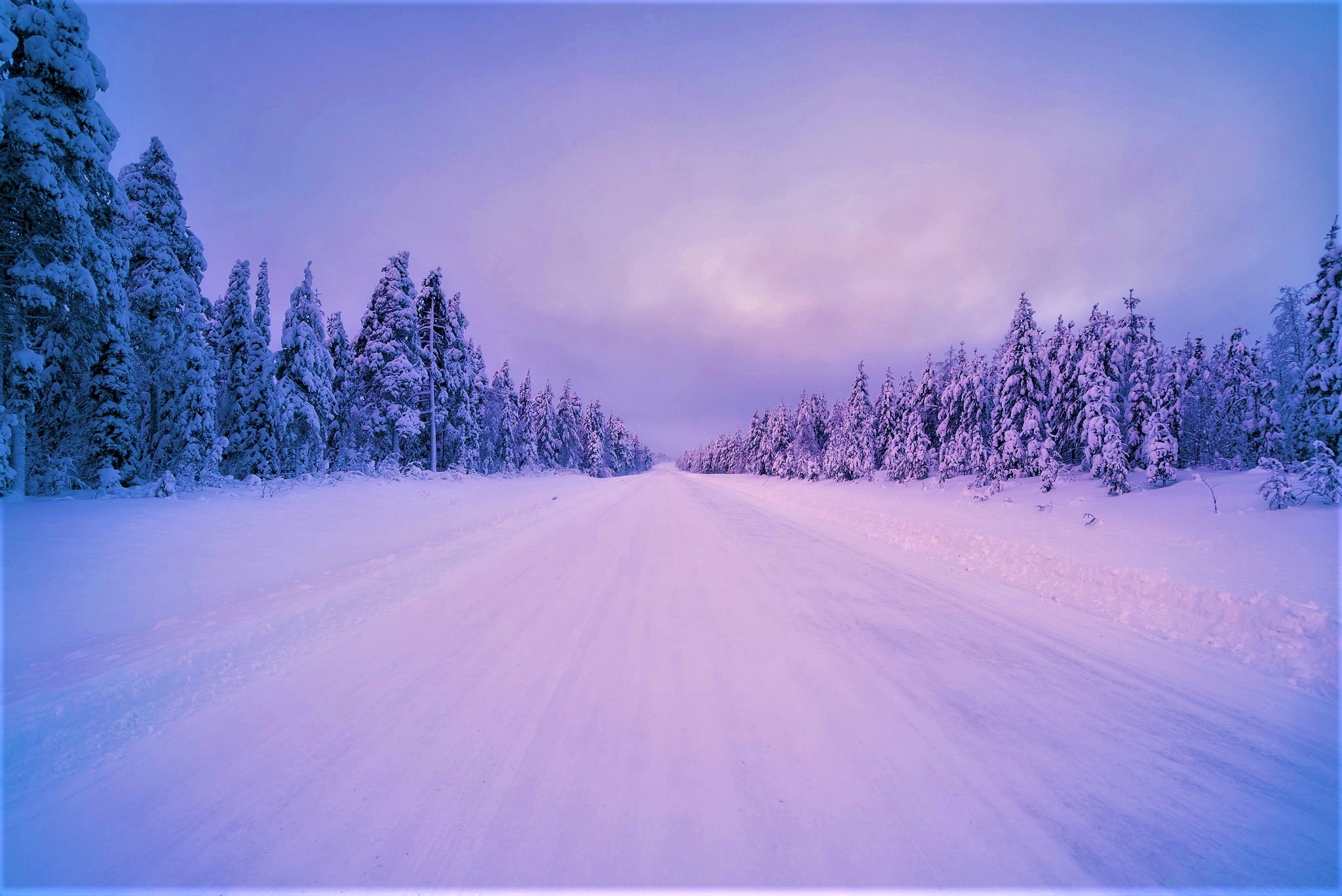 Download mobile wallpaper Winter, Snow, Road, Forest, Tree, Photography for free.