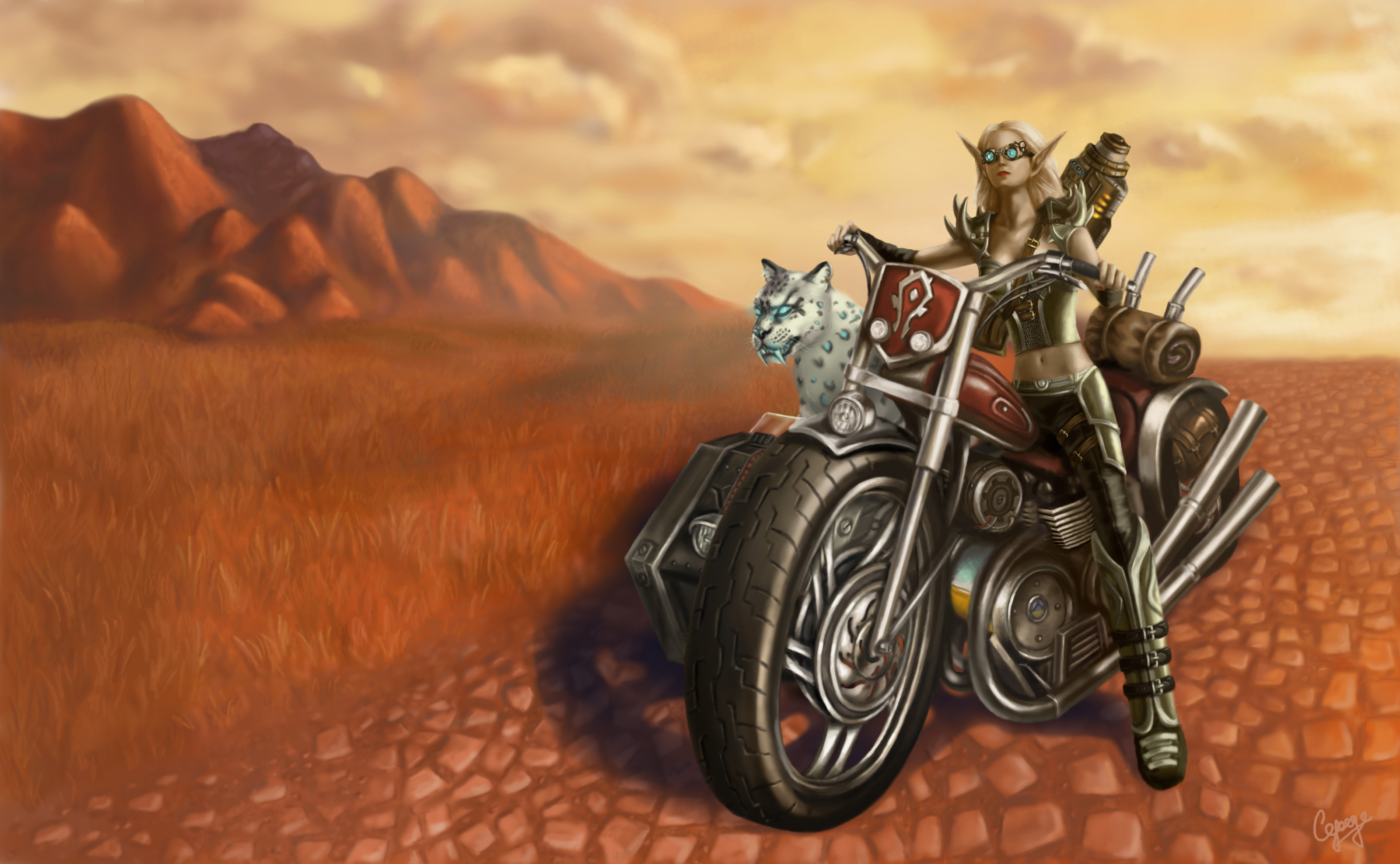 Descarga gratuita de fondo de pantalla para móvil de Warcraft, Motocicleta, Videojuego, World Of Warcraft, Mujer Guerrera.