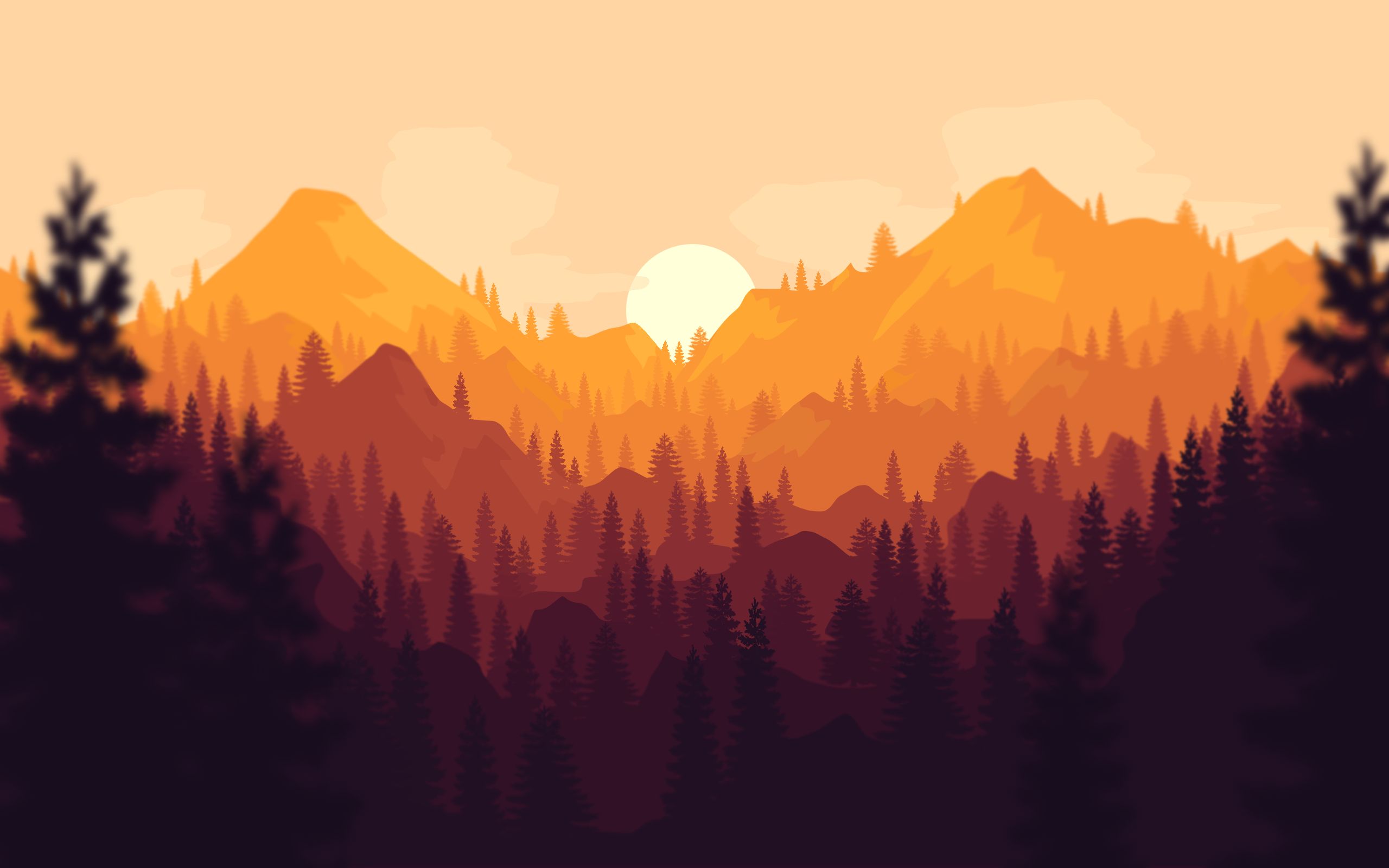 sunset, firewatch, mountain, video game