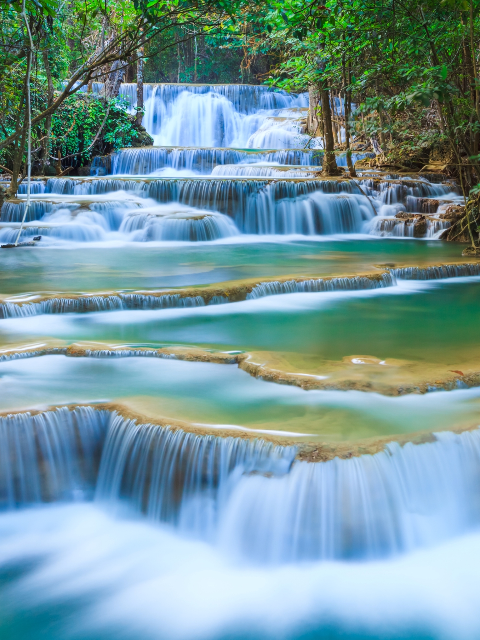 無料モバイル壁紙滝, 地球, タイ, エラワン国立公園, エラワン滝, テナセリム ヒルズをダウンロードします。