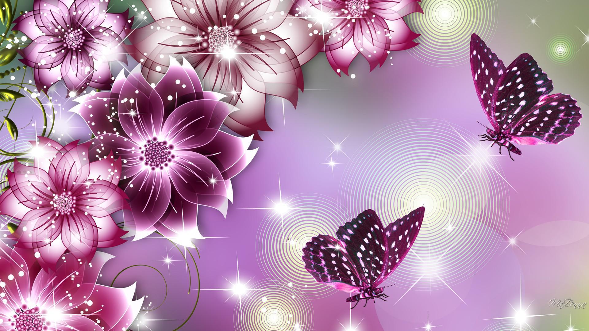 Free download wallpaper Flower, Butterfly, Purple, Artistic on your PC desktop