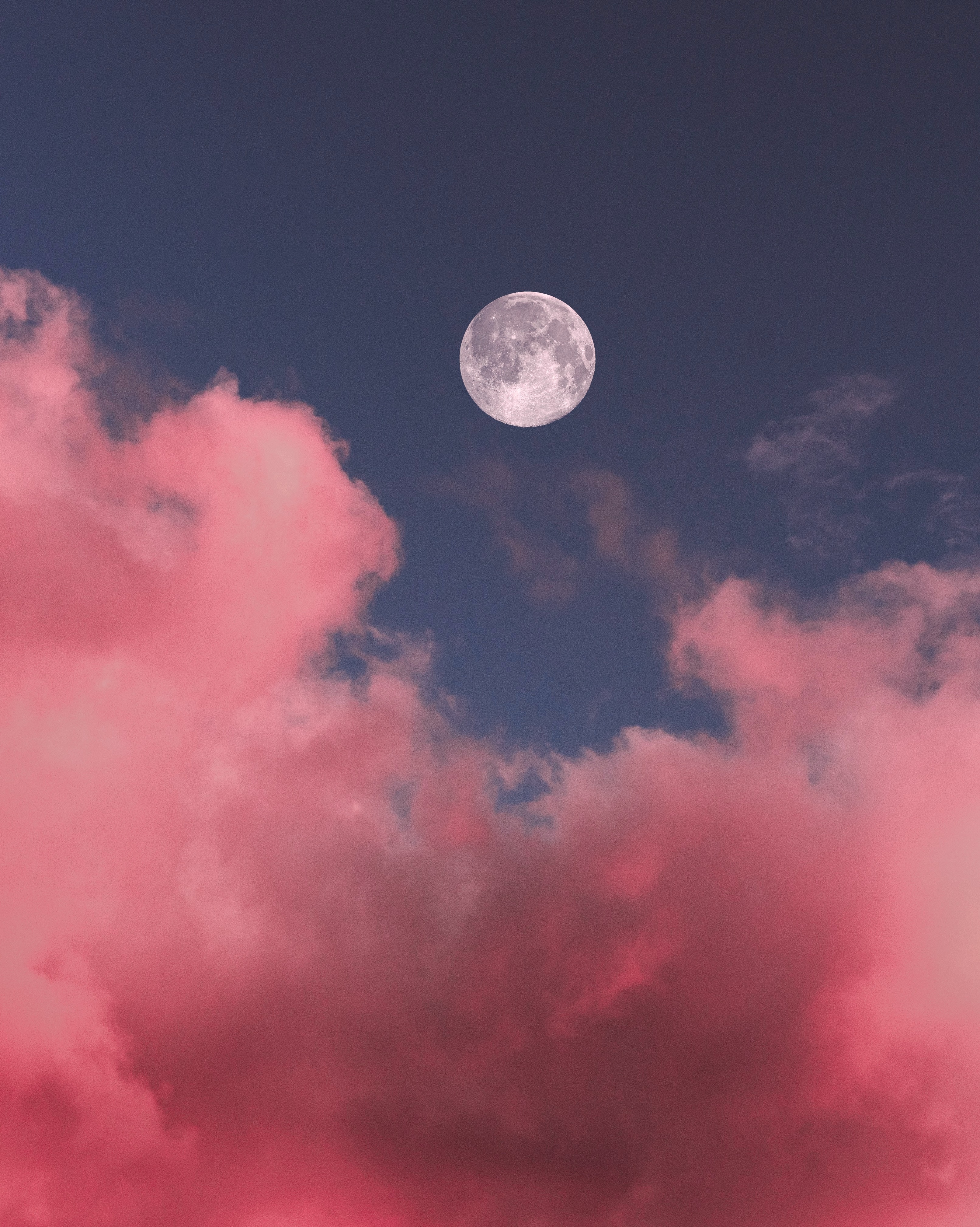 74019 descargar fondo de pantalla rosado, luna llena, naturaleza, cielo, rosa, nubes, luna: protectores de pantalla e imágenes gratis