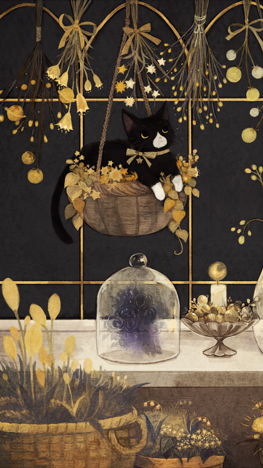 Download mobile wallpaper Anime, Cat, Yellow Eyes, Original for free.