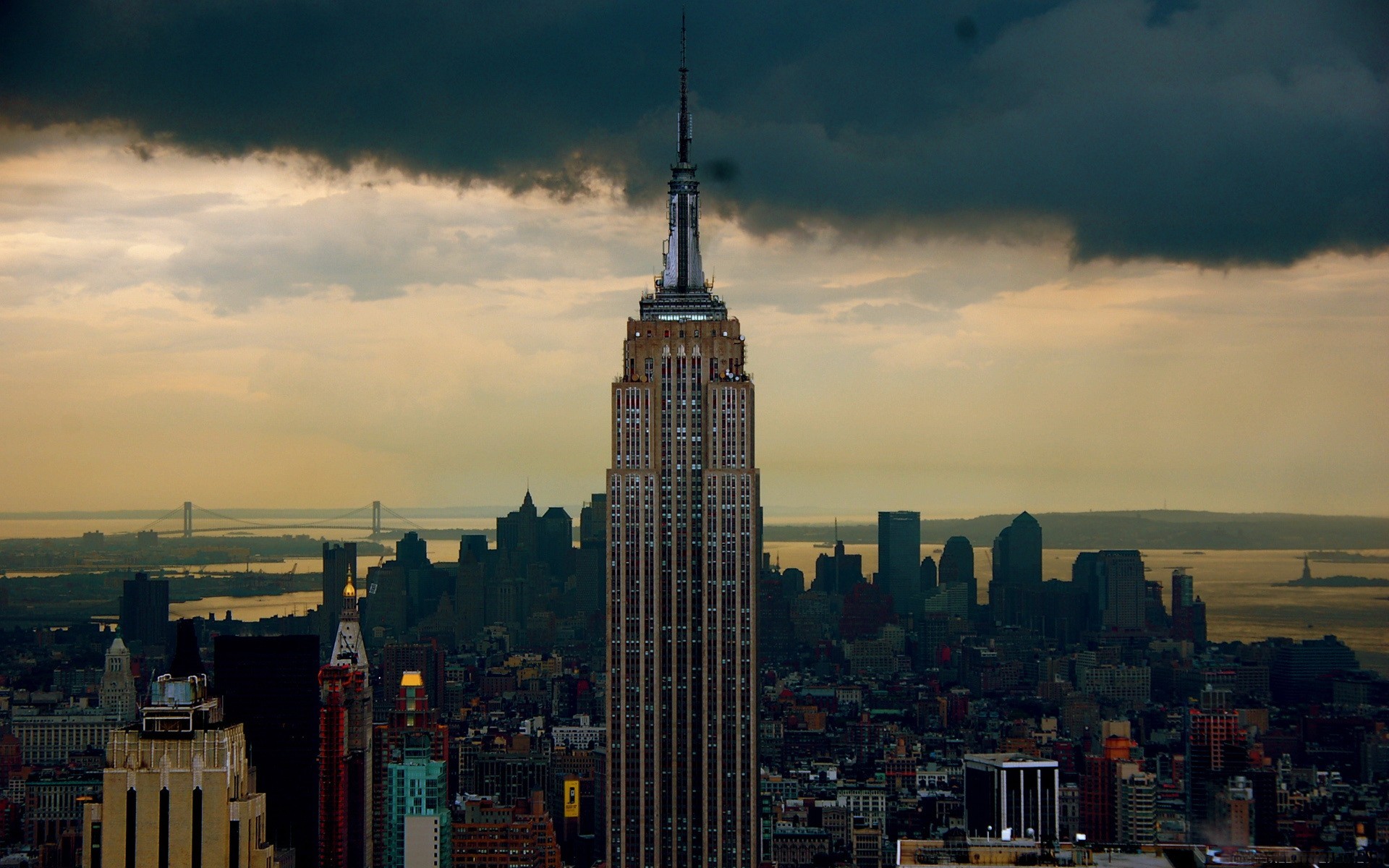Téléchargez des papiers peints mobile Empire State Building, Les Monuments, Manhattan, New York, Construction Humaine gratuitement.