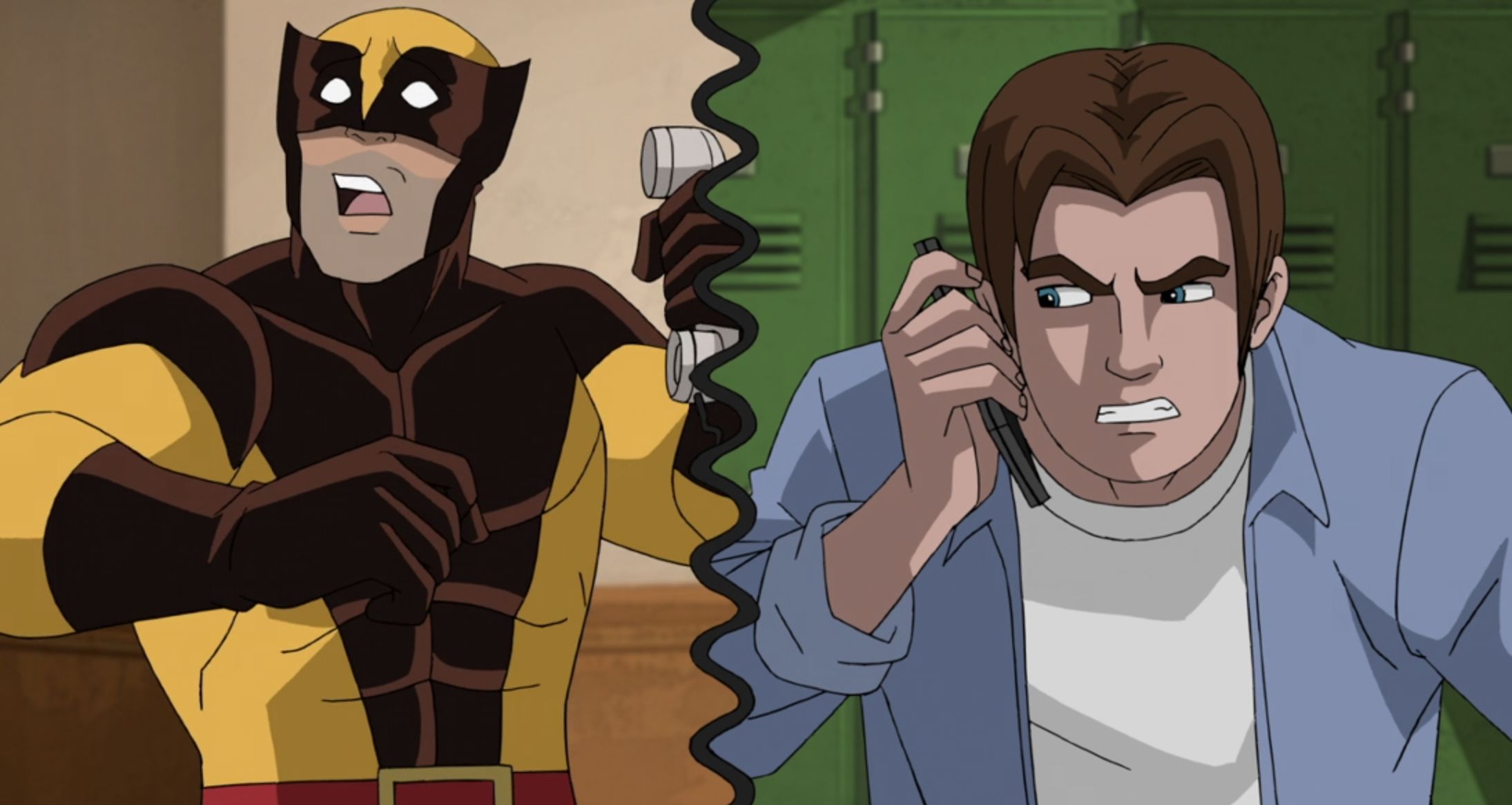 tv show, ultimate spider man, brown hair, peter parker, phone, ultimate spider man (tv show), wolverine, spider man