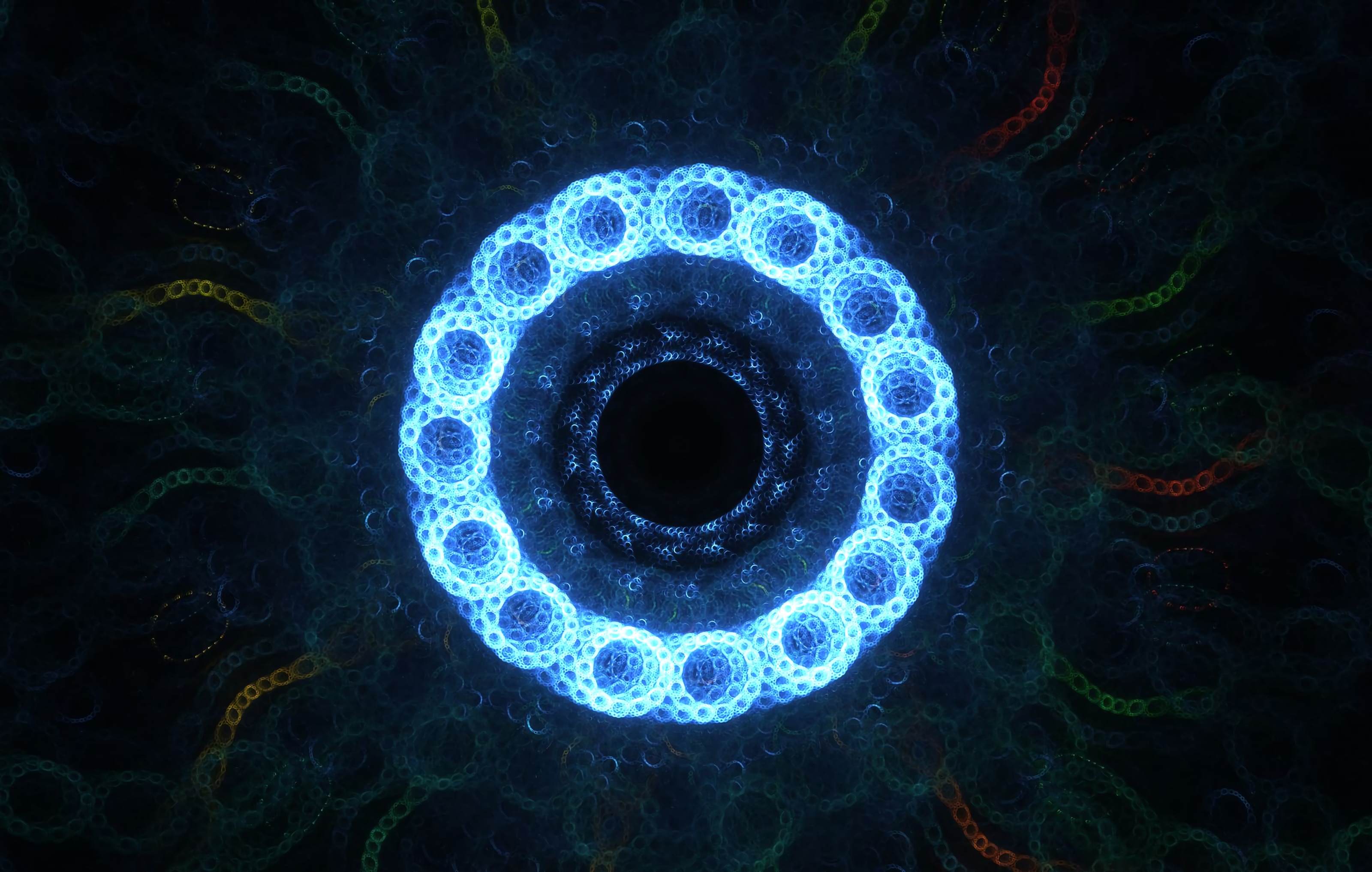 PC Wallpapers abstract, rings, circles, fractal, glow