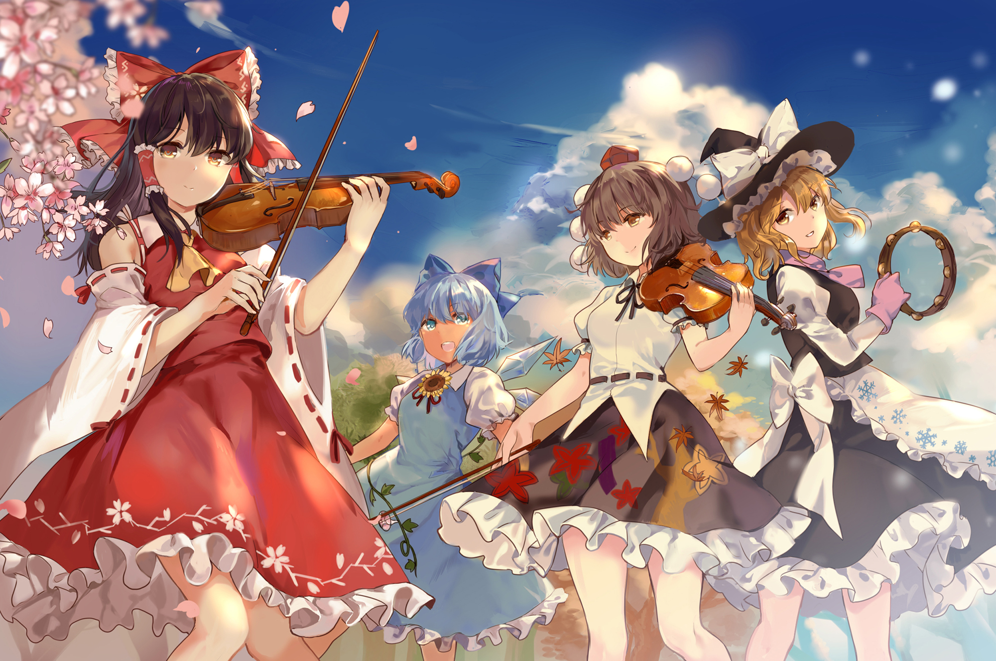 Descarga gratuita de fondo de pantalla para móvil de Animado, Touhou, Aya Shameimaru, Reimu Hakurei, Marisa Kirisame, Cirno (Touhou).