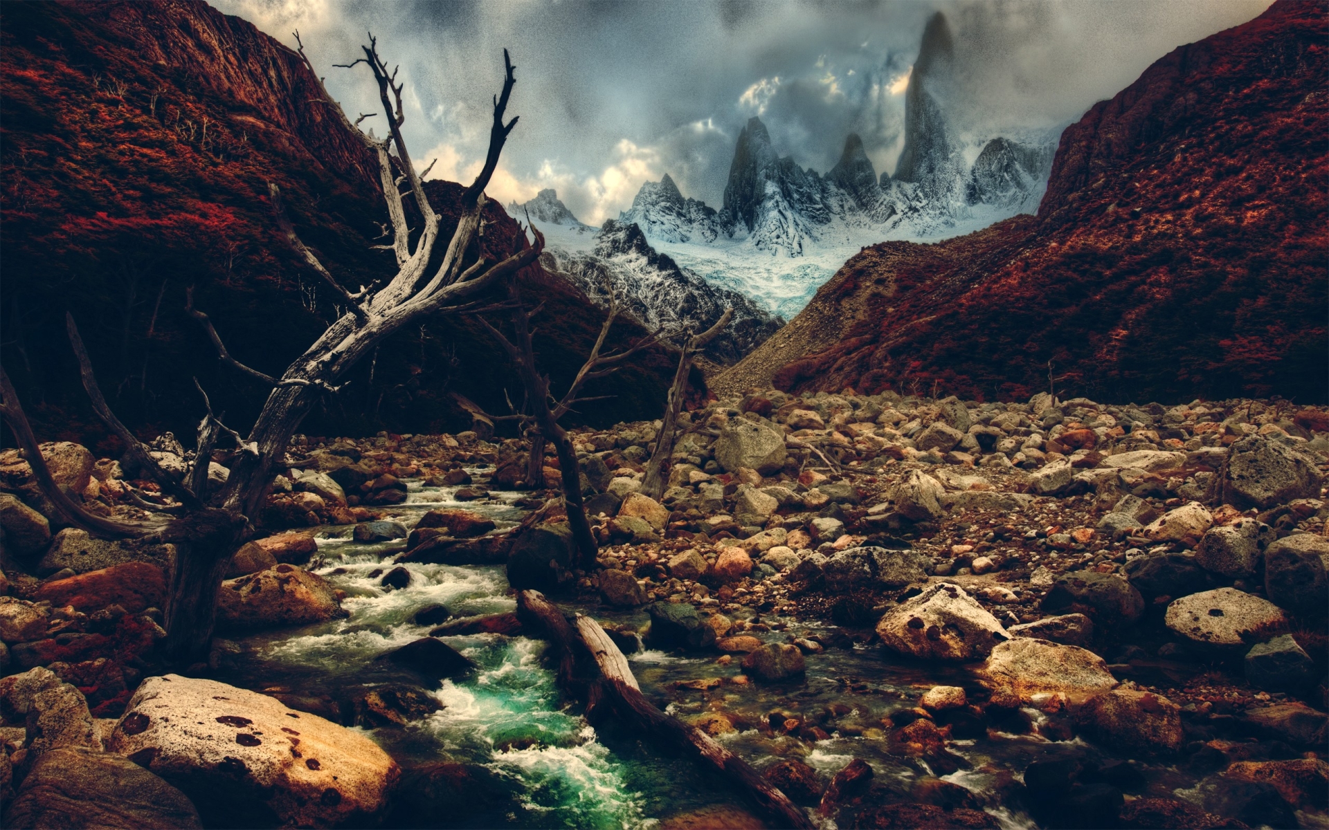 Free download wallpaper Landscape, Mountain, Forest, Fall, Earth, Stream, Hdr, Season, Scenic on your PC desktop