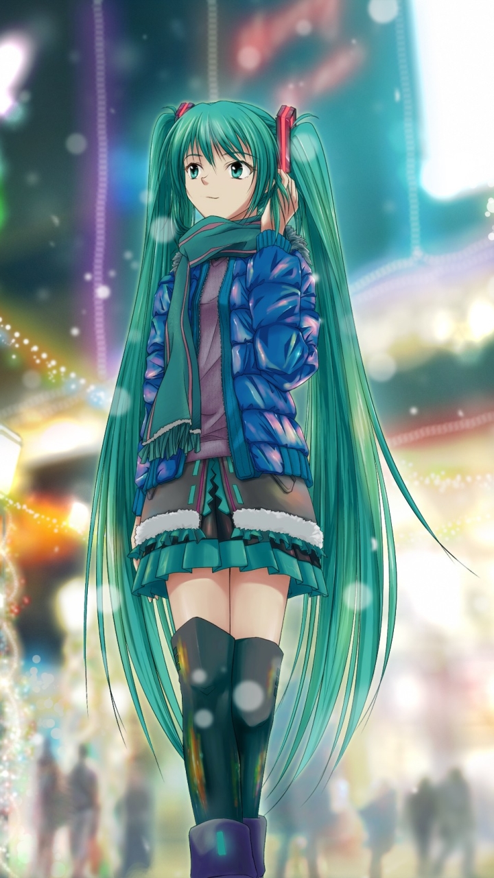 Handy-Wallpaper Weihnachten, Vocaloid, Hatsune Miku, Animes kostenlos herunterladen.