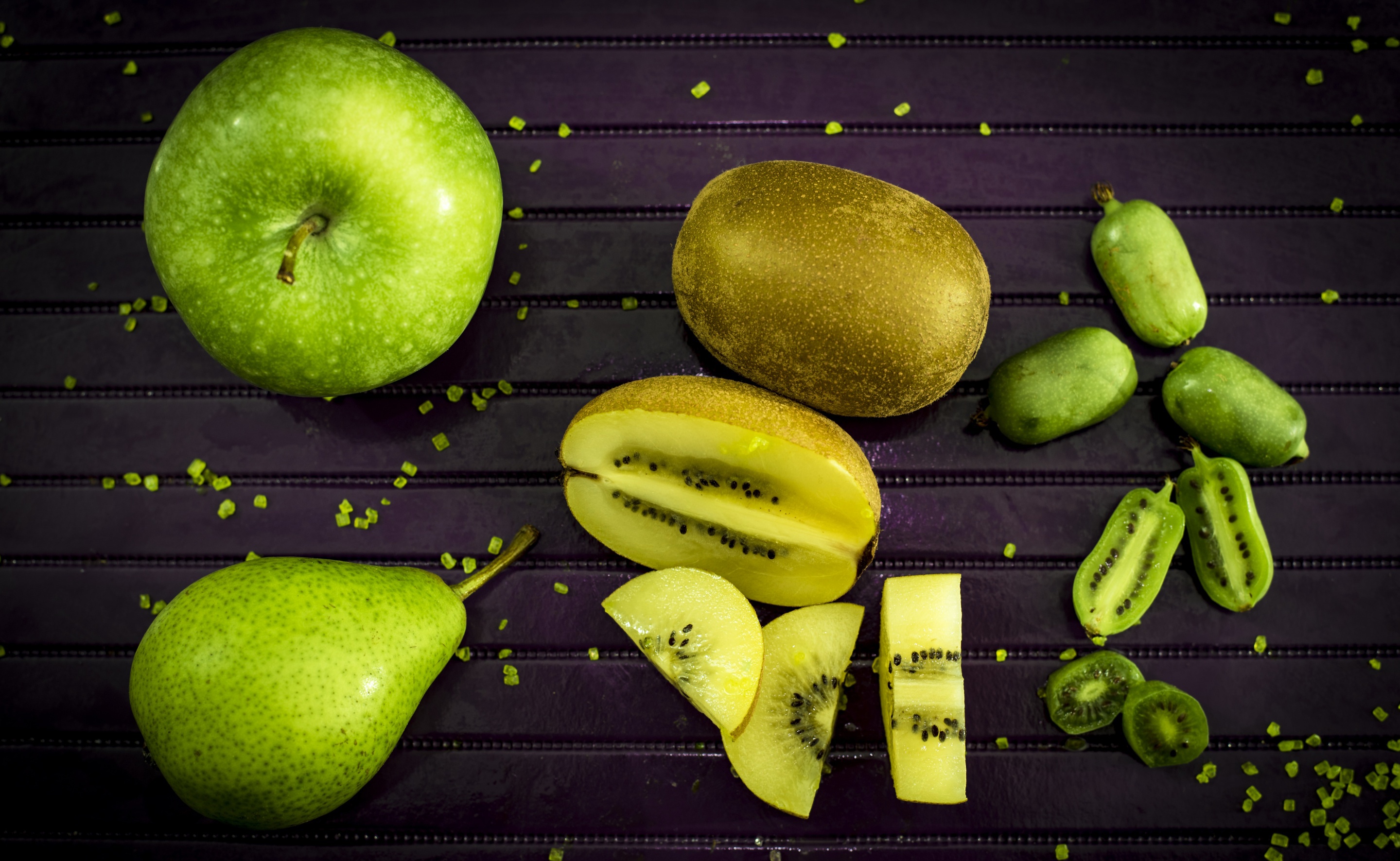 Download mobile wallpaper Fruits, Food, Apple, Kiwi, Still Life, Fruit, Pear for free.