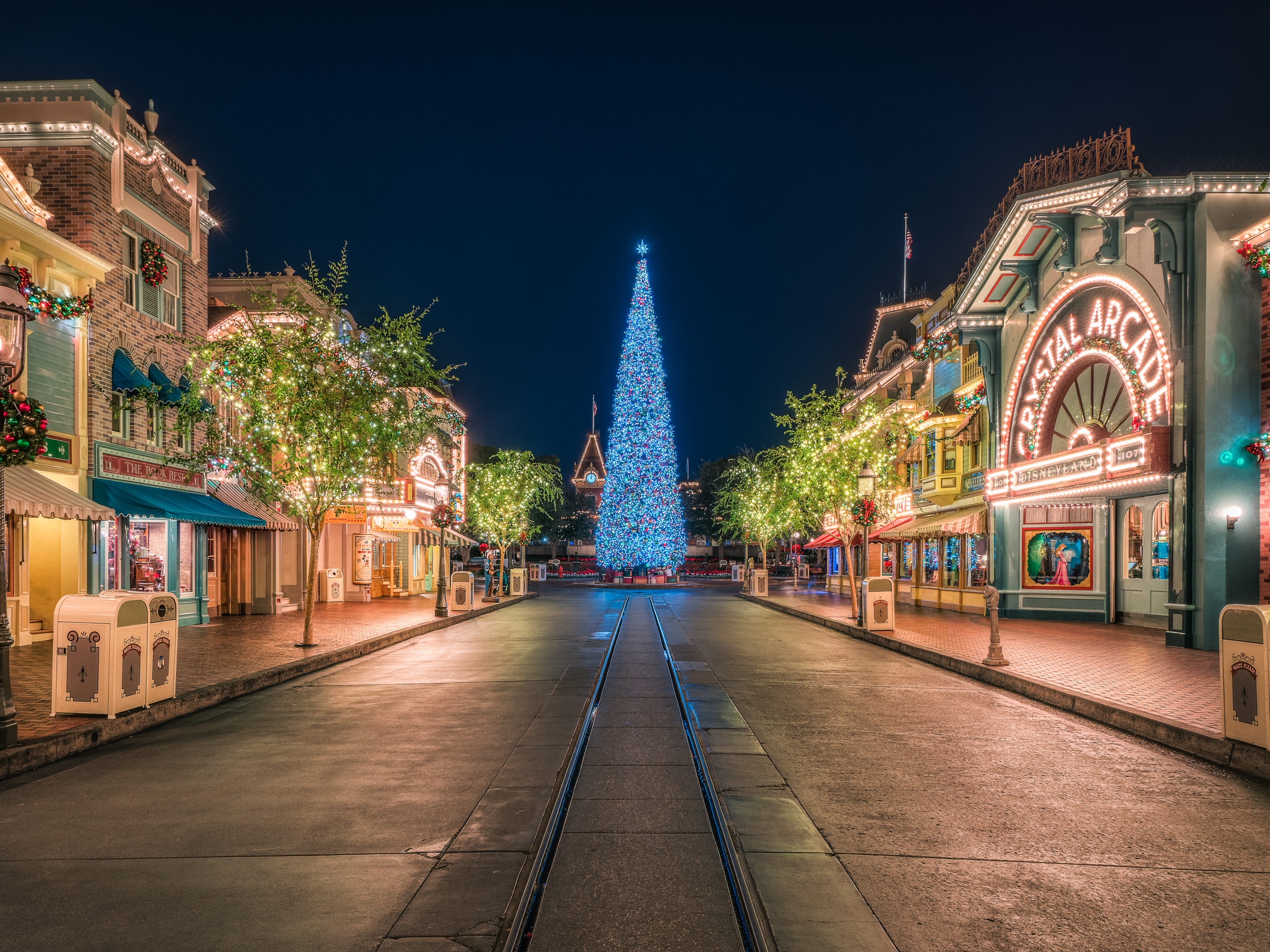 Download mobile wallpaper Disneyland, Christmas, Square, Christmas Tree, California, Man Made, Disney for free.
