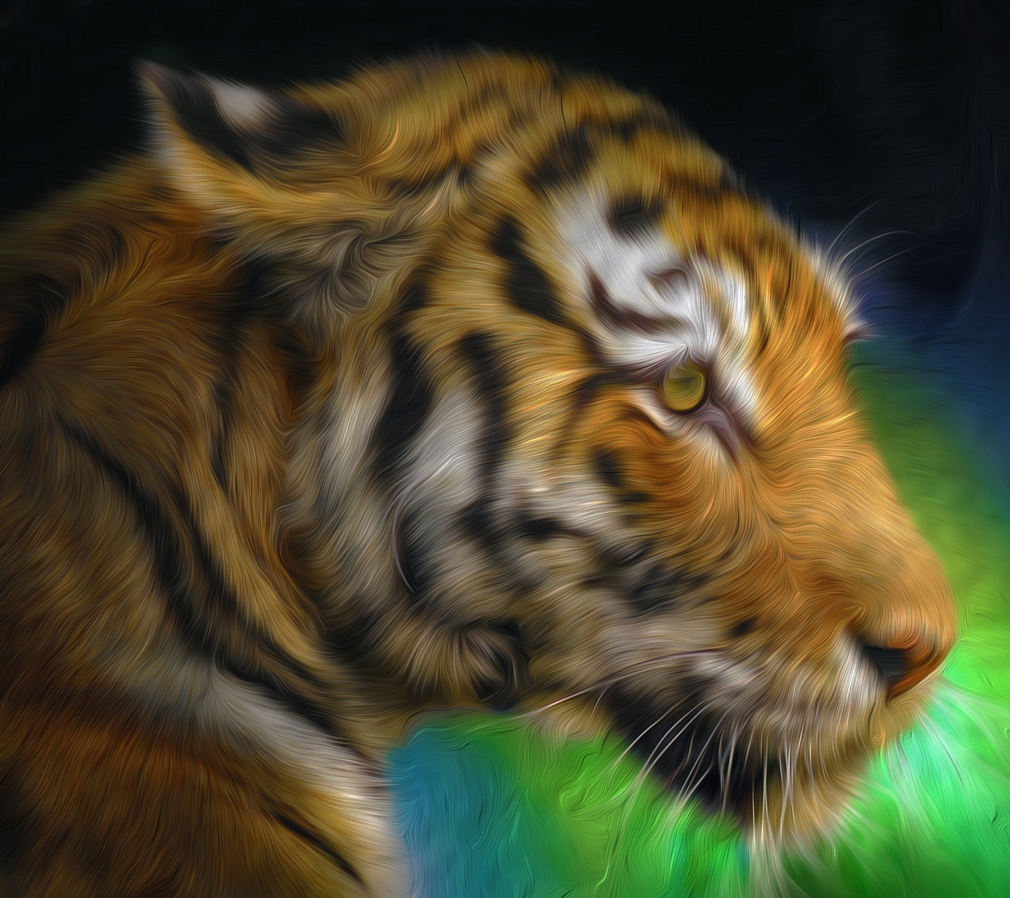 Descarga gratis la imagen Animales, Gatos, Tigre, Pintura Al Óleo en el escritorio de tu PC