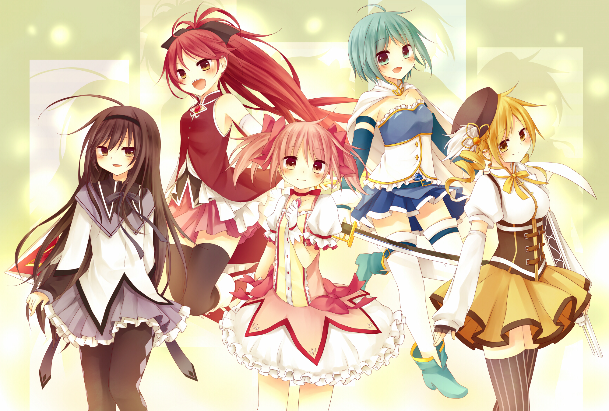 Descarga gratis la imagen Animado, Kyōko Sakura, Puella Magi Madoka Magica, Homura Akemi, Madoka Kaname, Mami Tomoe, Sayaka Miki en el escritorio de tu PC