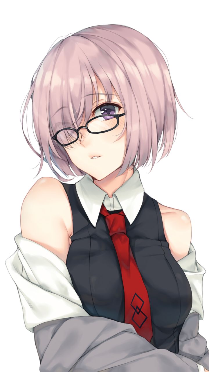 Descarga gratuita de fondo de pantalla para móvil de Lentes, Animado, Cabello Rosado, Ojos Morados, Fate/grand Order, Shielder (Destino/gran Orden), Serie Del Destino.